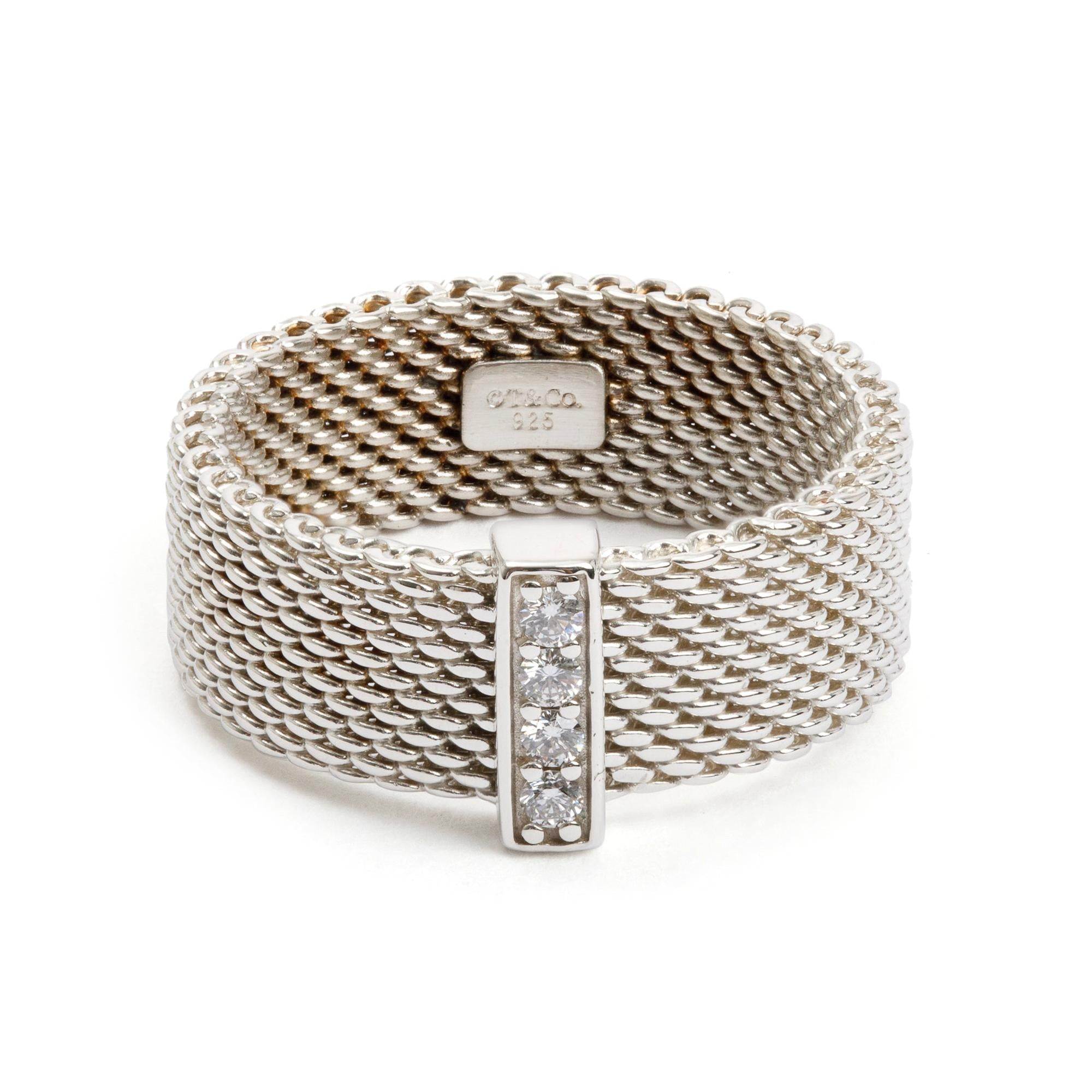 Tiffany & Co. Sterling Silver Diamond Somerset Ring, Size 6