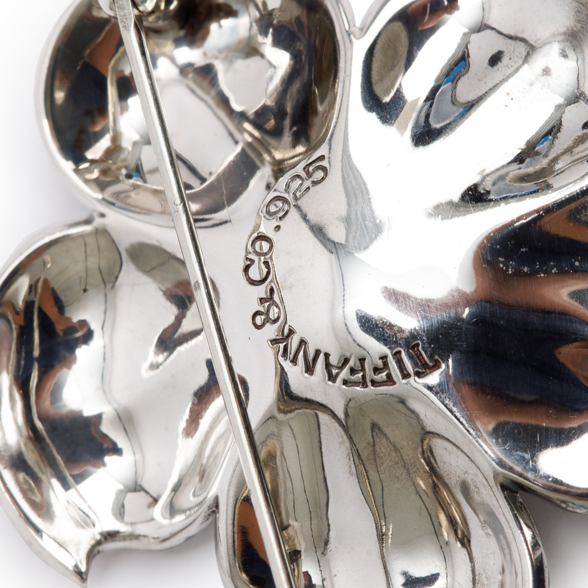 Tiffany & Co. Sterling Silver Dragonwood Flower Brooch