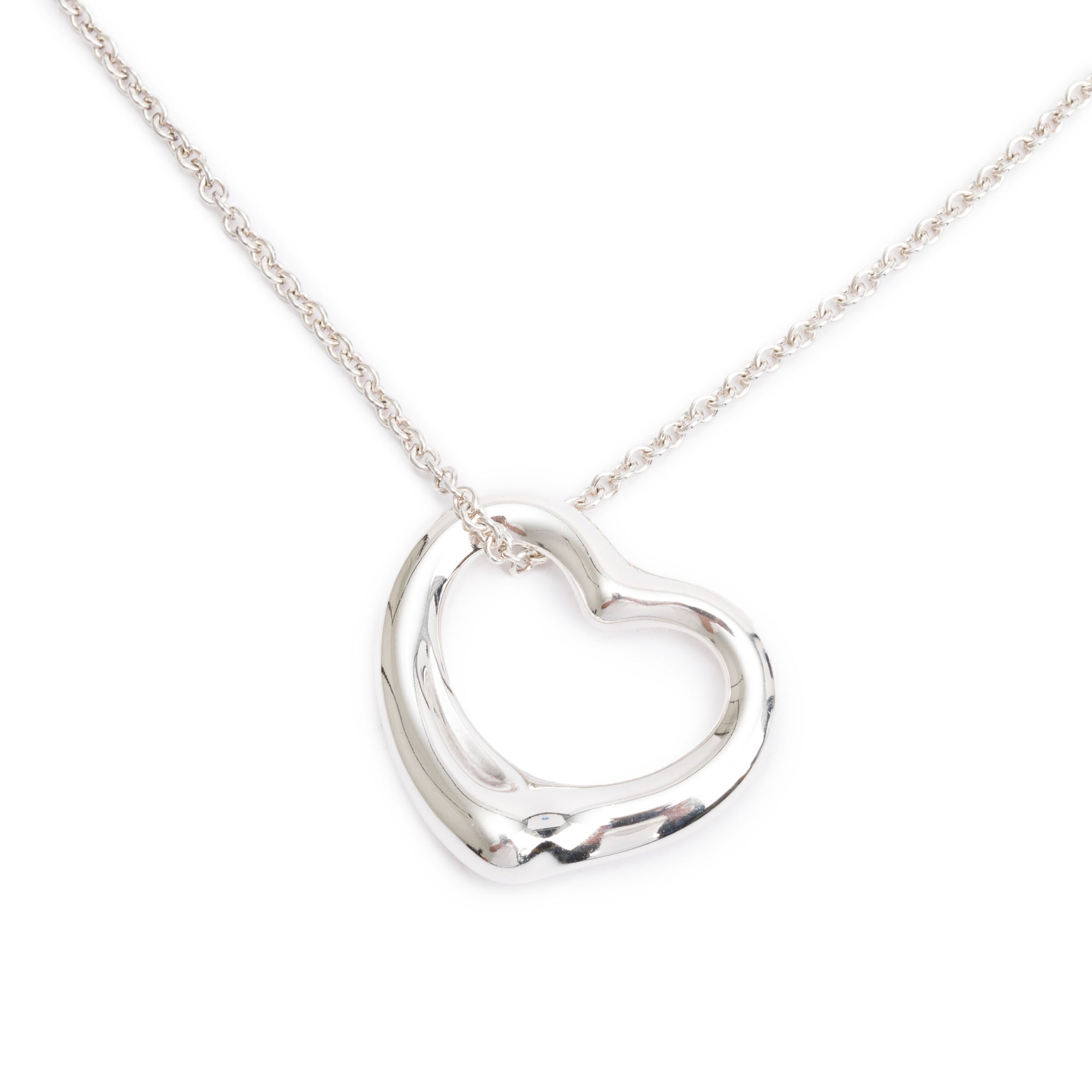Tiffany & Co. Sterling Silver Elsa Peretti Open Heart Pendant Necklace, 22 MM