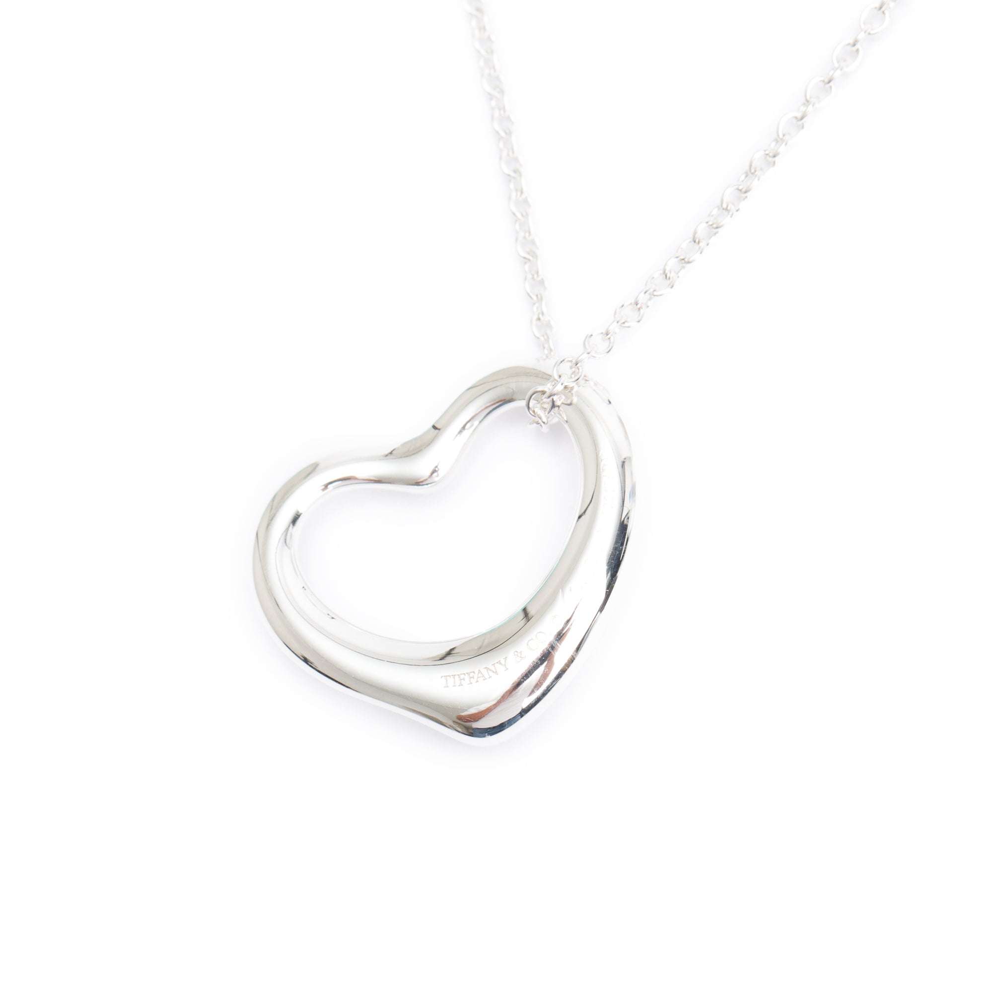 Tiffany & Co. Sterling Silver Elsa Peretti Open Heart Pendant Necklace, 22 MM