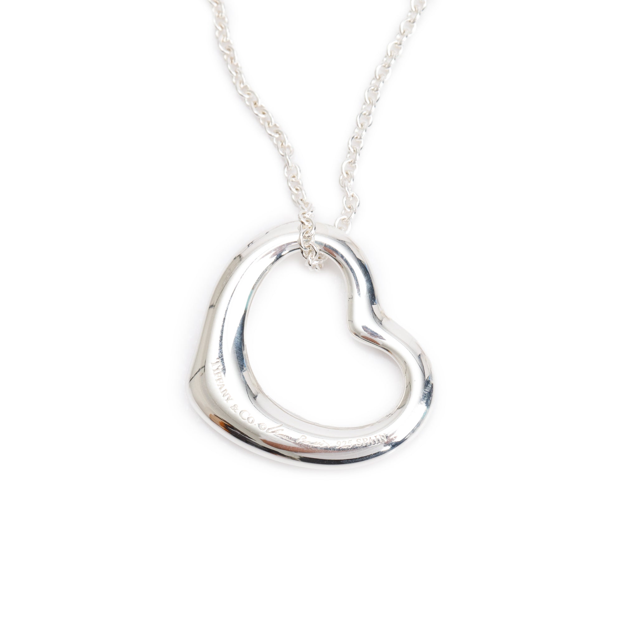 Tiffany & Co. Sterling Silver Elsa Peretti Open Heart Pendant Necklace, 22 MM