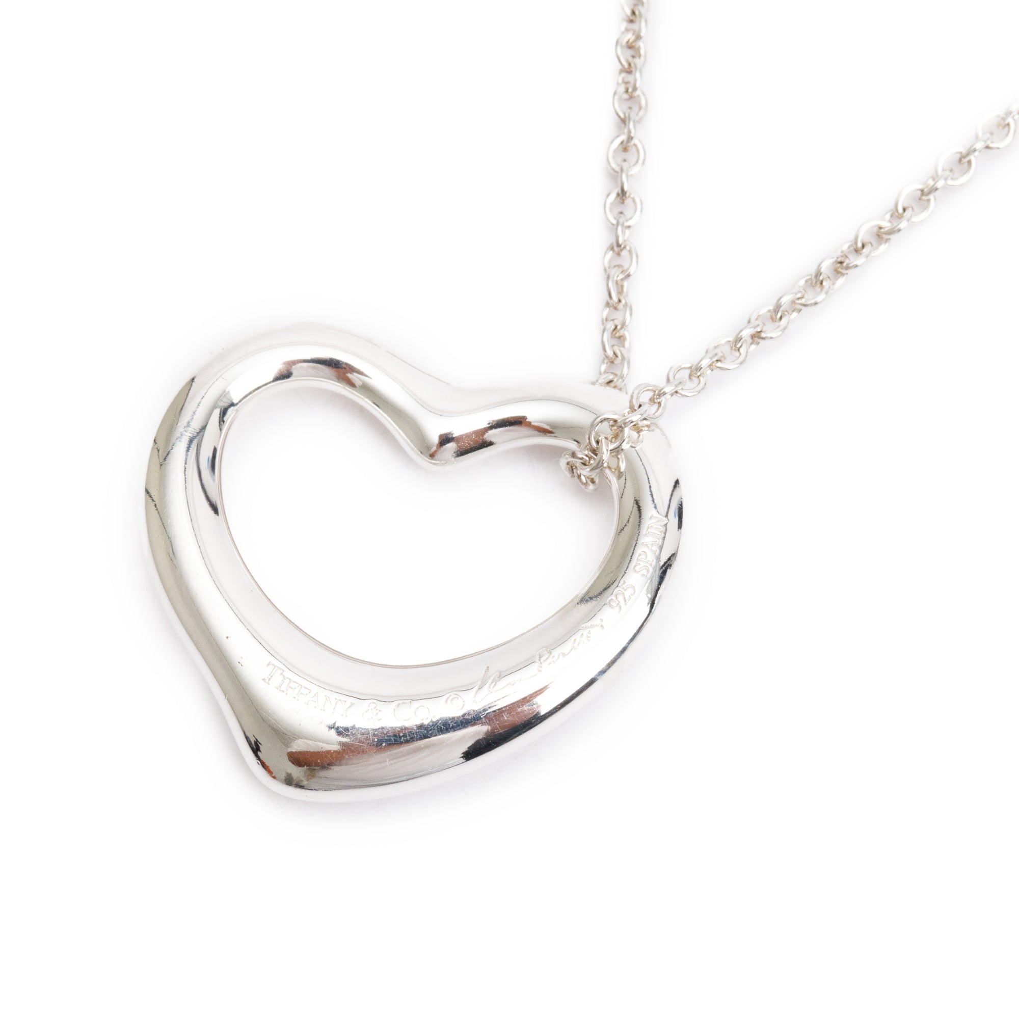 Tiffany & Co. Sterling Silver Elsa Peretti Open Heart Pendant Necklace, 22 MM