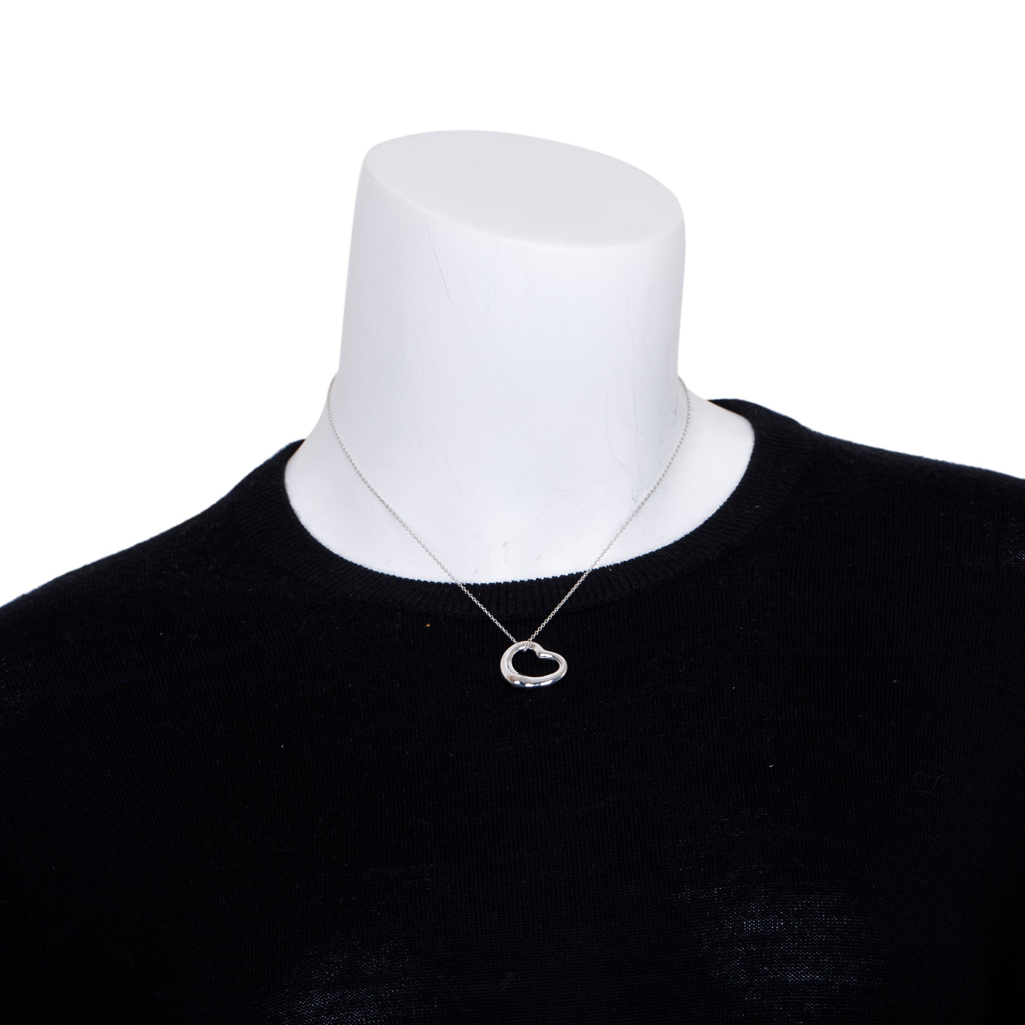 Tiffany & Co. Sterling Silver Elsa Peretti Open Heart Pendant Necklace, 22 MM