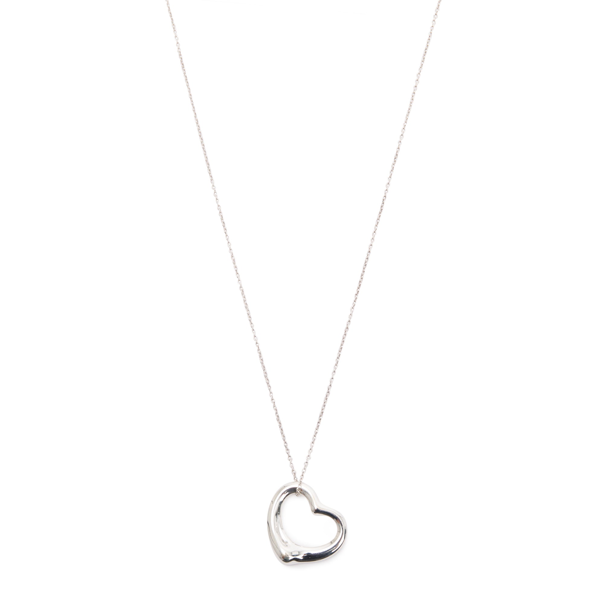 Tiffany & Co. Sterling Silver Elsa Peretti Open Heart Pendant Necklace, 22 MM