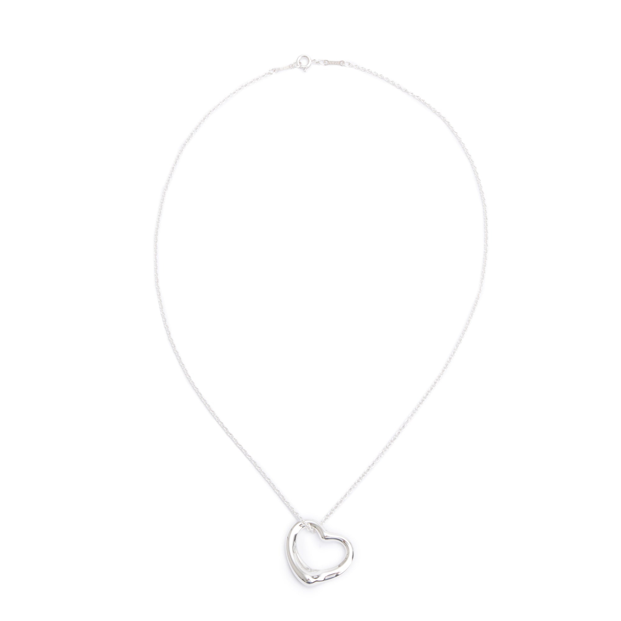 Tiffany & Co. Sterling Silver Elsa Peretti Open Heart Pendant Necklace, 22 MM