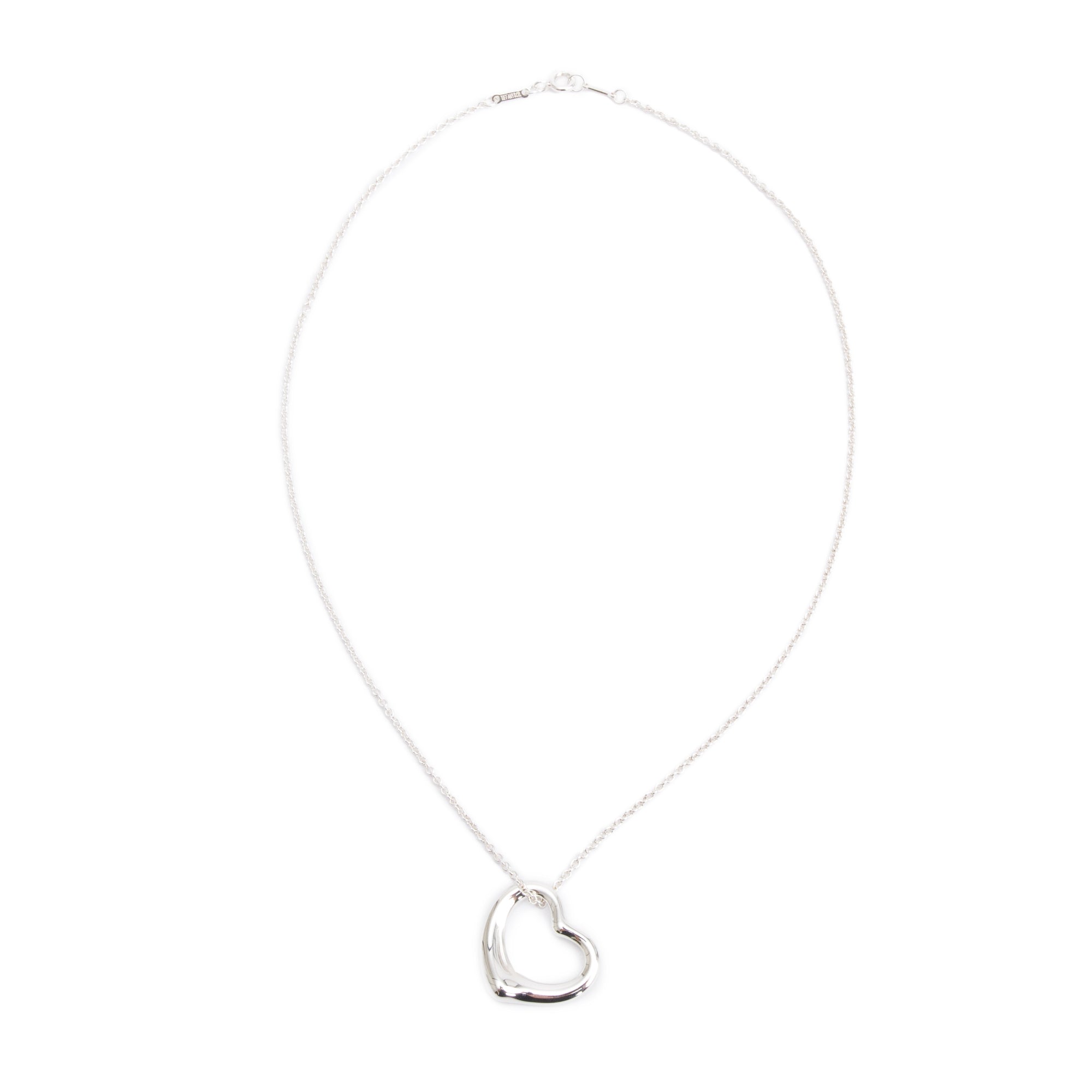 Tiffany & Co. Sterling Silver Elsa Peretti Open Heart Pendant Necklace, 22 MM