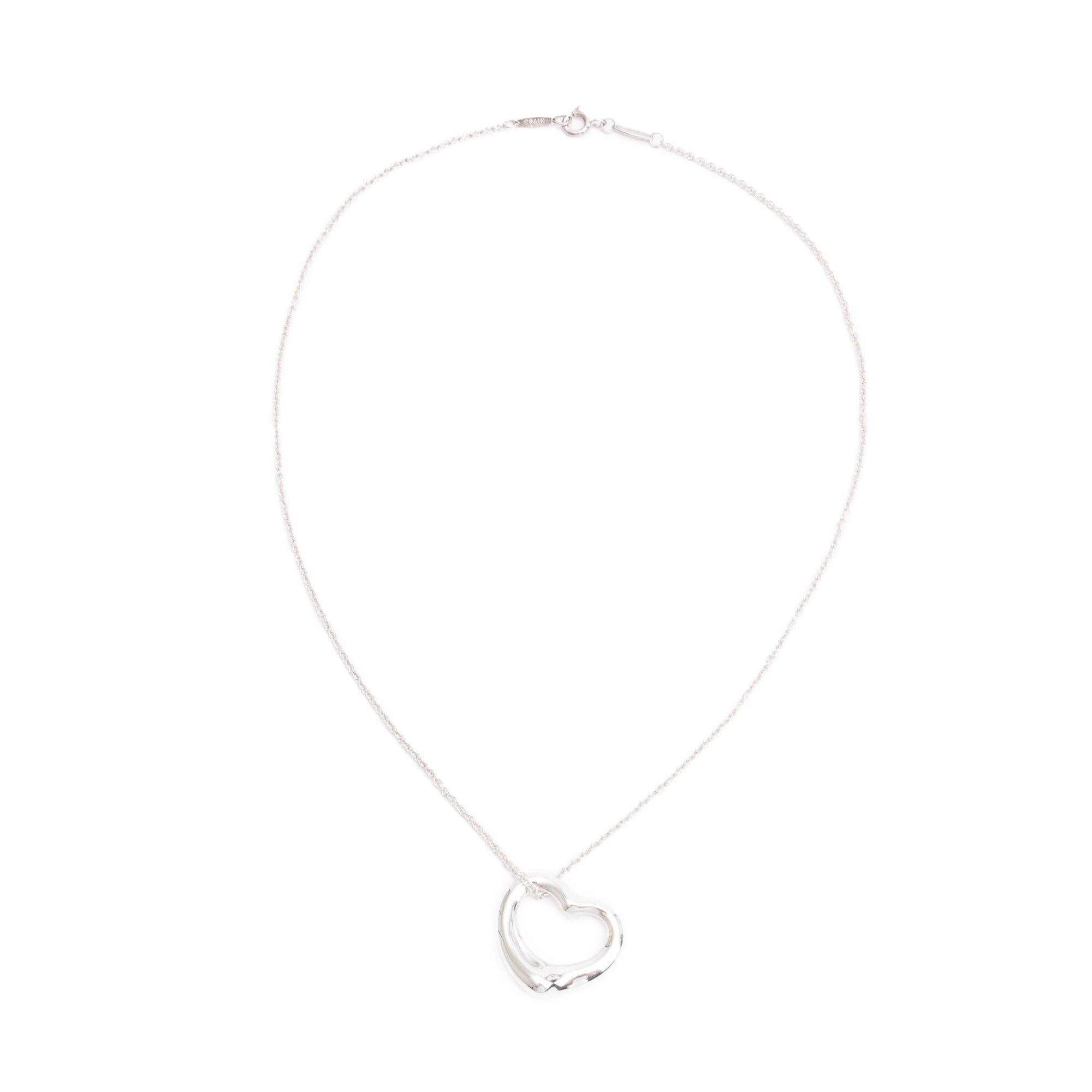 Tiffany & Co. Sterling Silver Elsa Peretti Open Heart Pendant Necklace, 22 MM