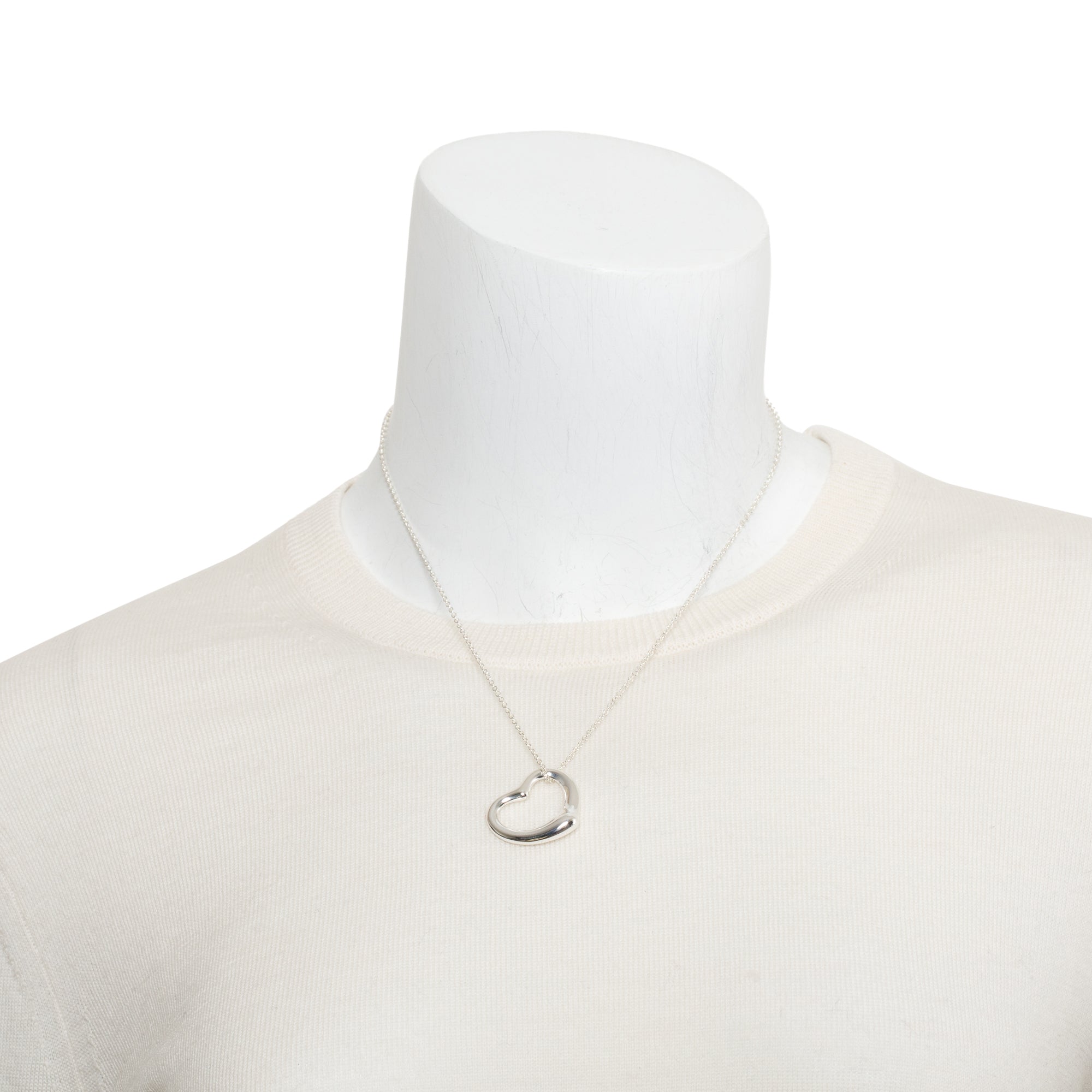 Tiffany & Co. Sterling Silver Elsa Peretti Open Heart Pendant Necklace, 27 MM