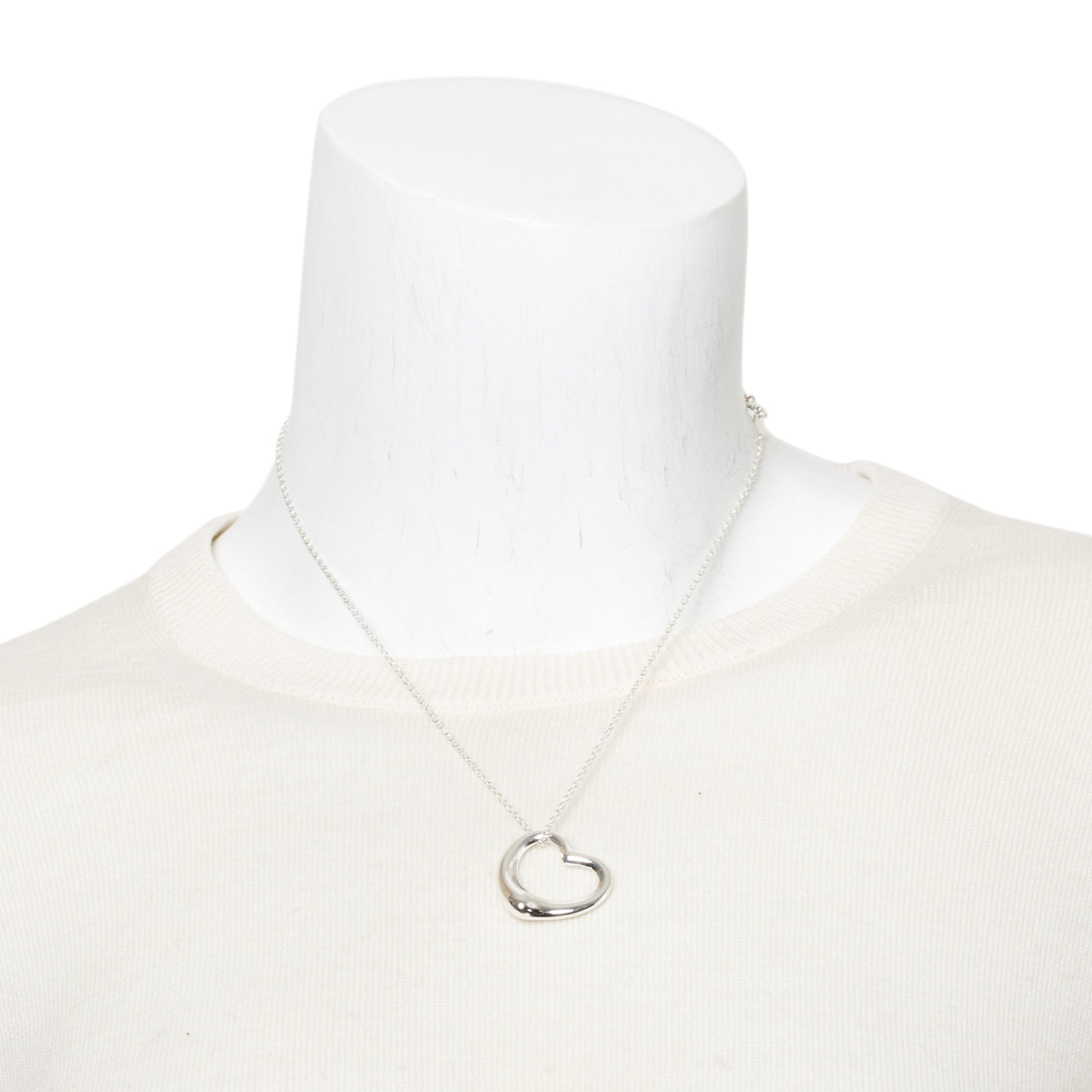 Tiffany & Co. Sterling Silver Elsa Peretti Open Heart Pendant Necklace, 27 MM