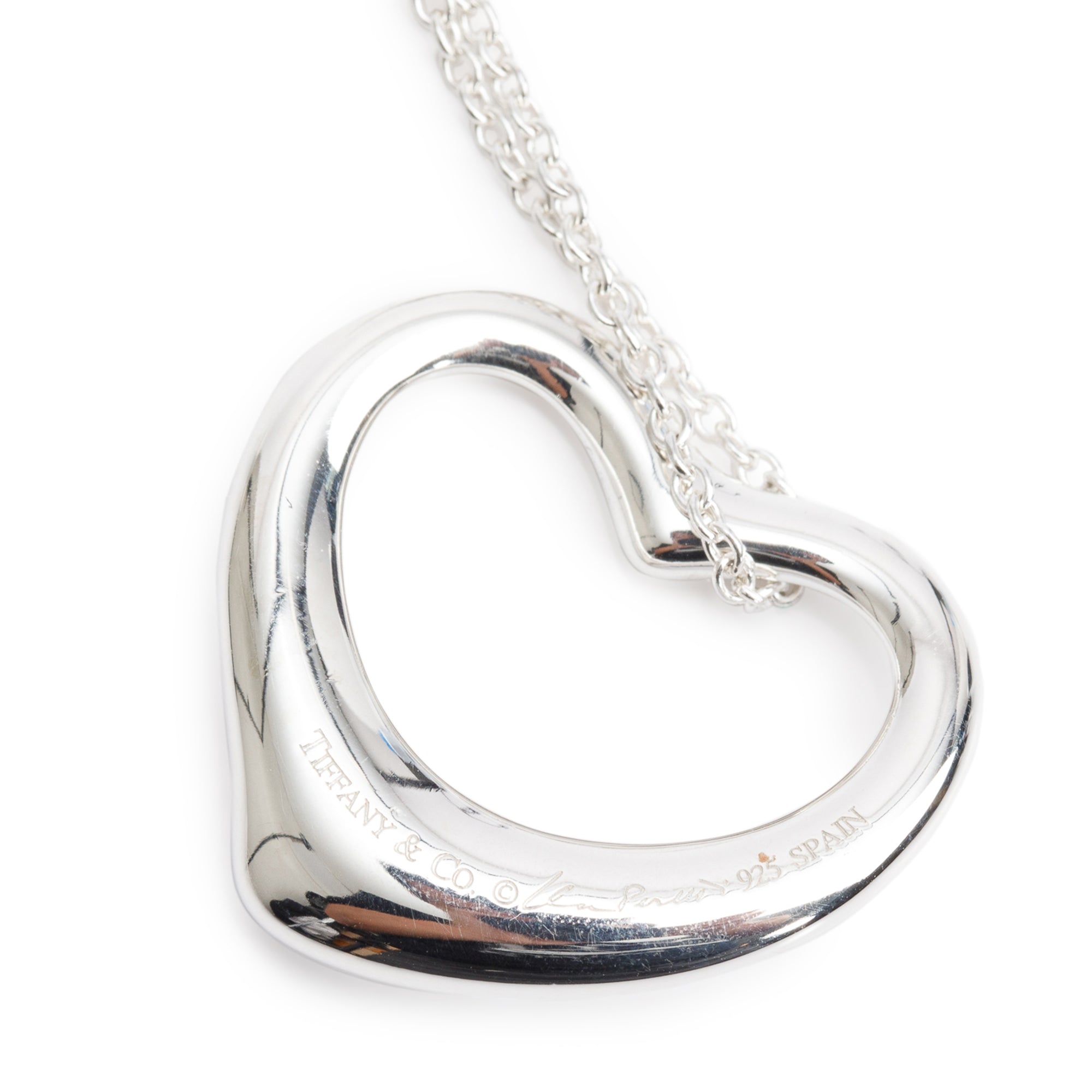 Tiffany & Co. Sterling Silver Elsa Peretti Open Heart Pendant Necklace, 27 MM