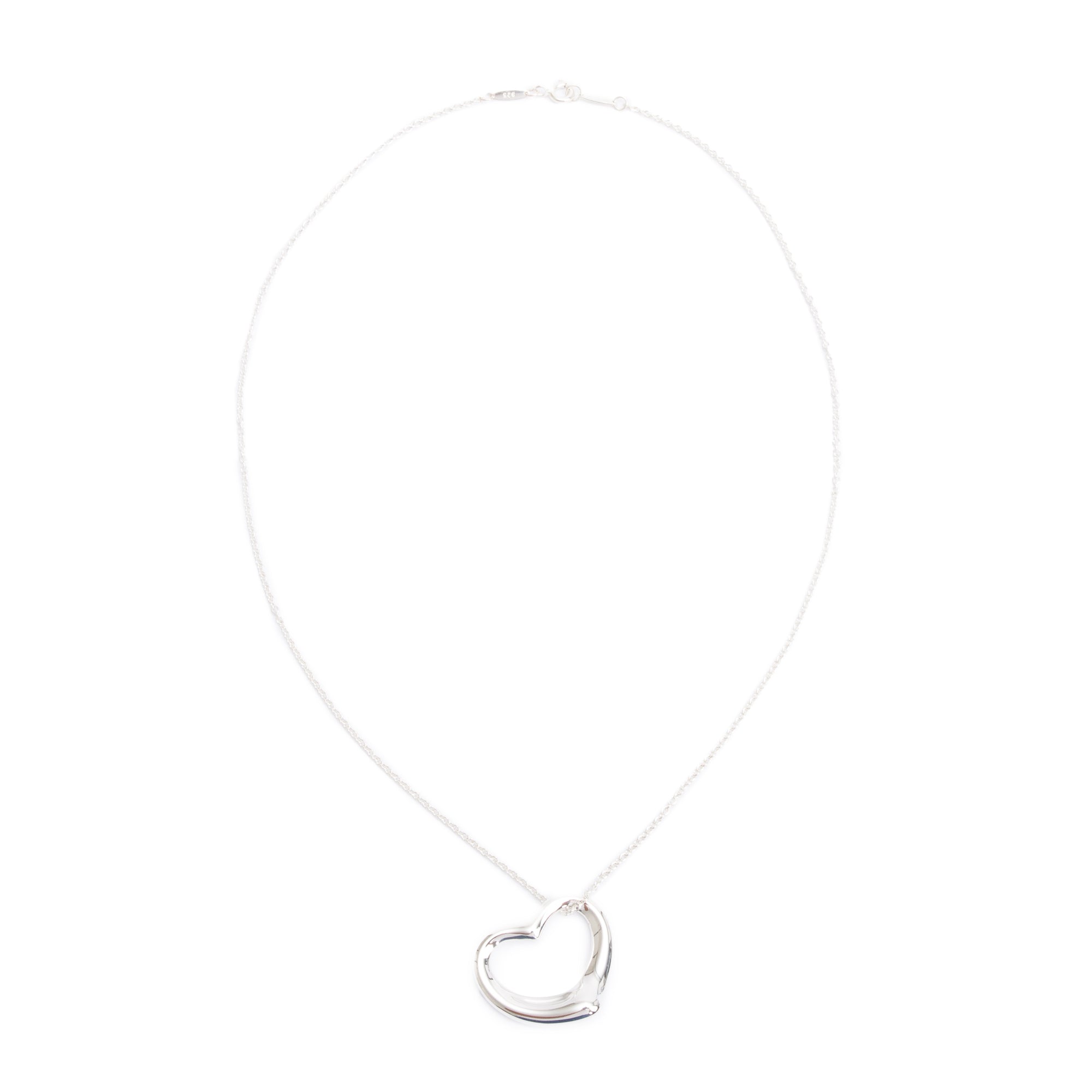 Tiffany & Co. Sterling Silver Elsa Peretti Open Heart Pendant Necklace, 27 MM