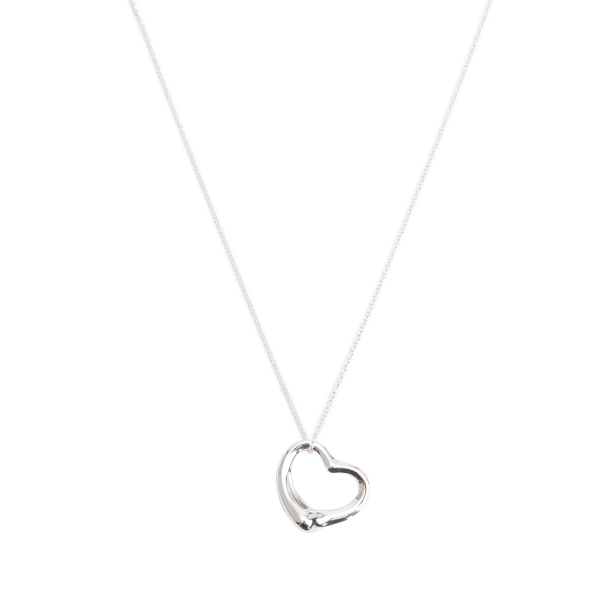 Tiffany & Co. Sterling Silver Elsa Peretti Open Heart Pendant Necklace, 27 MM