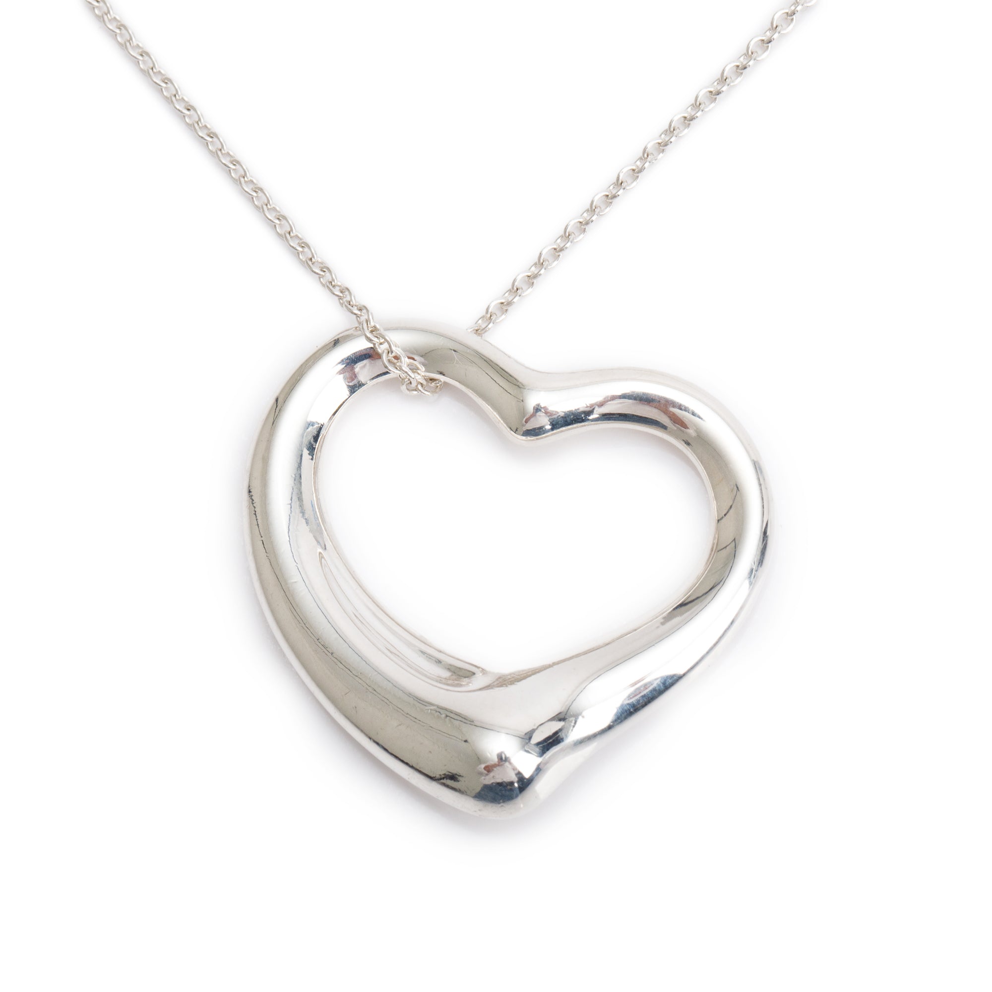 Tiffany & Co. Sterling Silver Elsa Peretti Open Heart Pendant Necklace, 36 MM