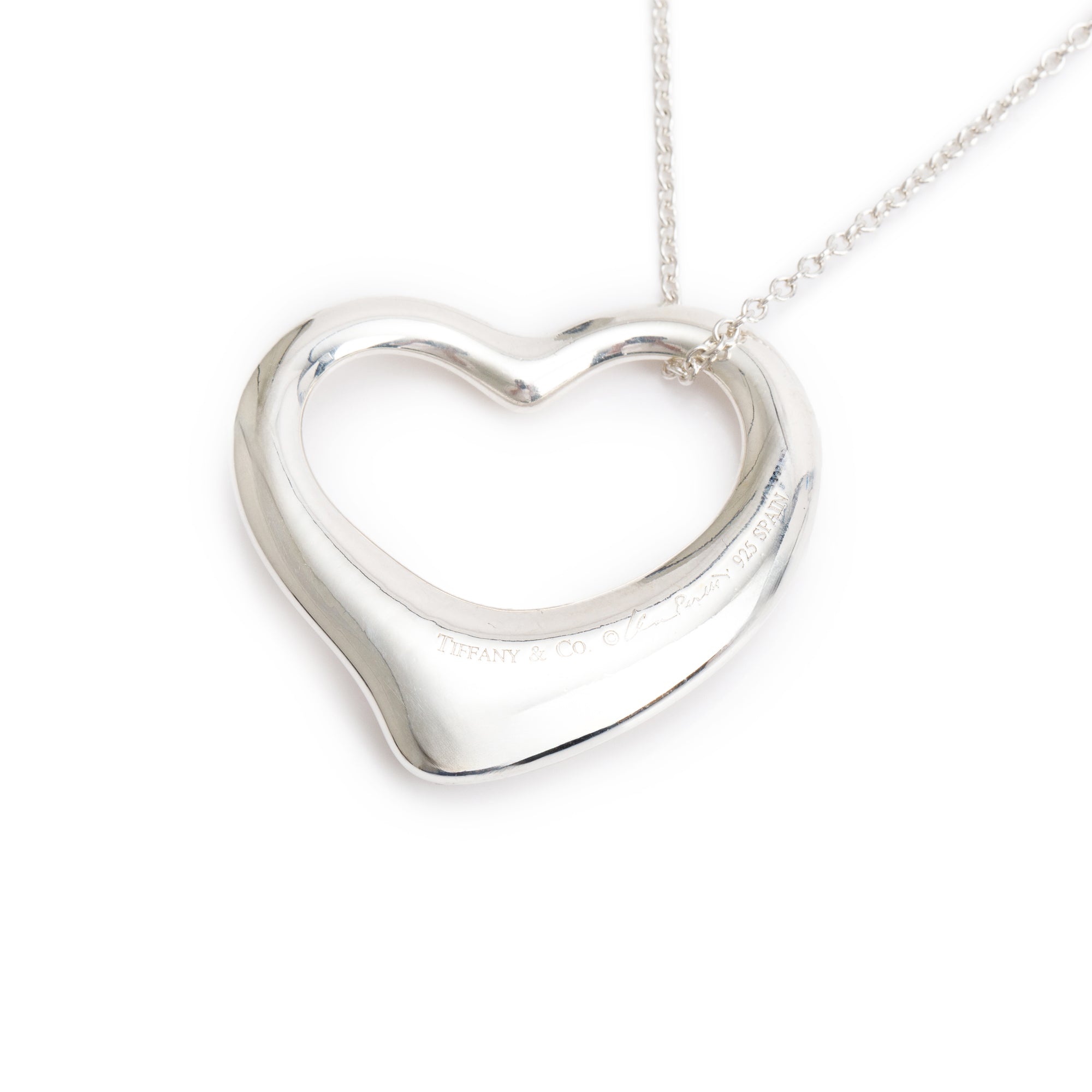 Tiffany & Co. Sterling Silver Elsa Peretti Open Heart Pendant Necklace, 36 MM