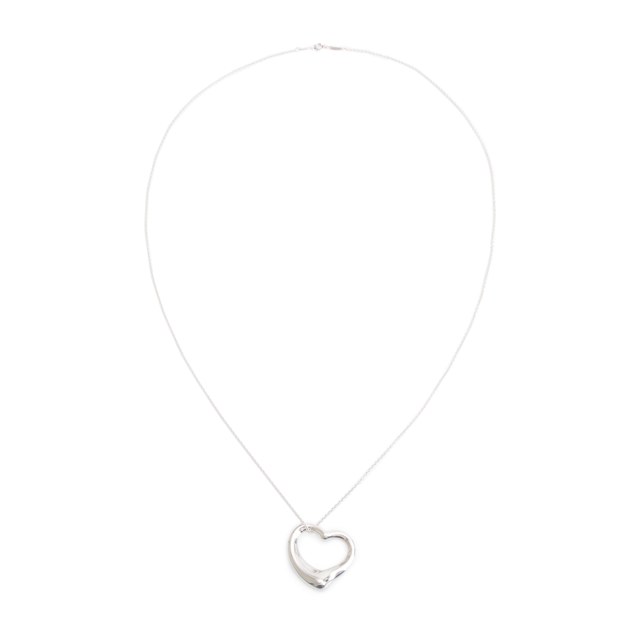 Tiffany & Co. Sterling Silver Elsa Peretti Open Heart Pendant Necklace, 36 MM