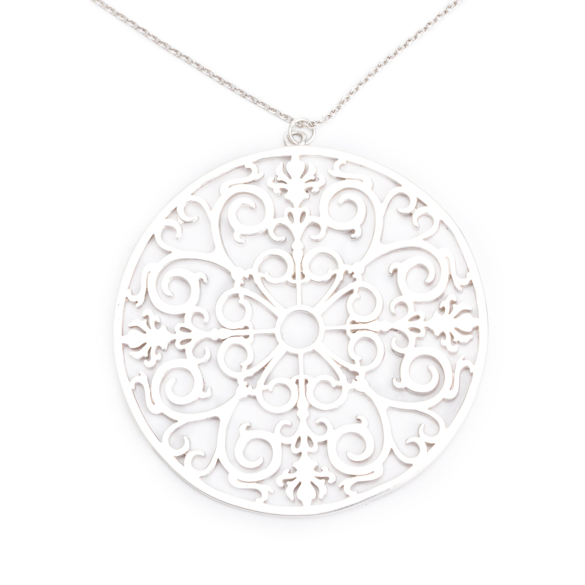 Tiffany & Co. Sterling Silver Enchant Round Filigree Pendant Necklace