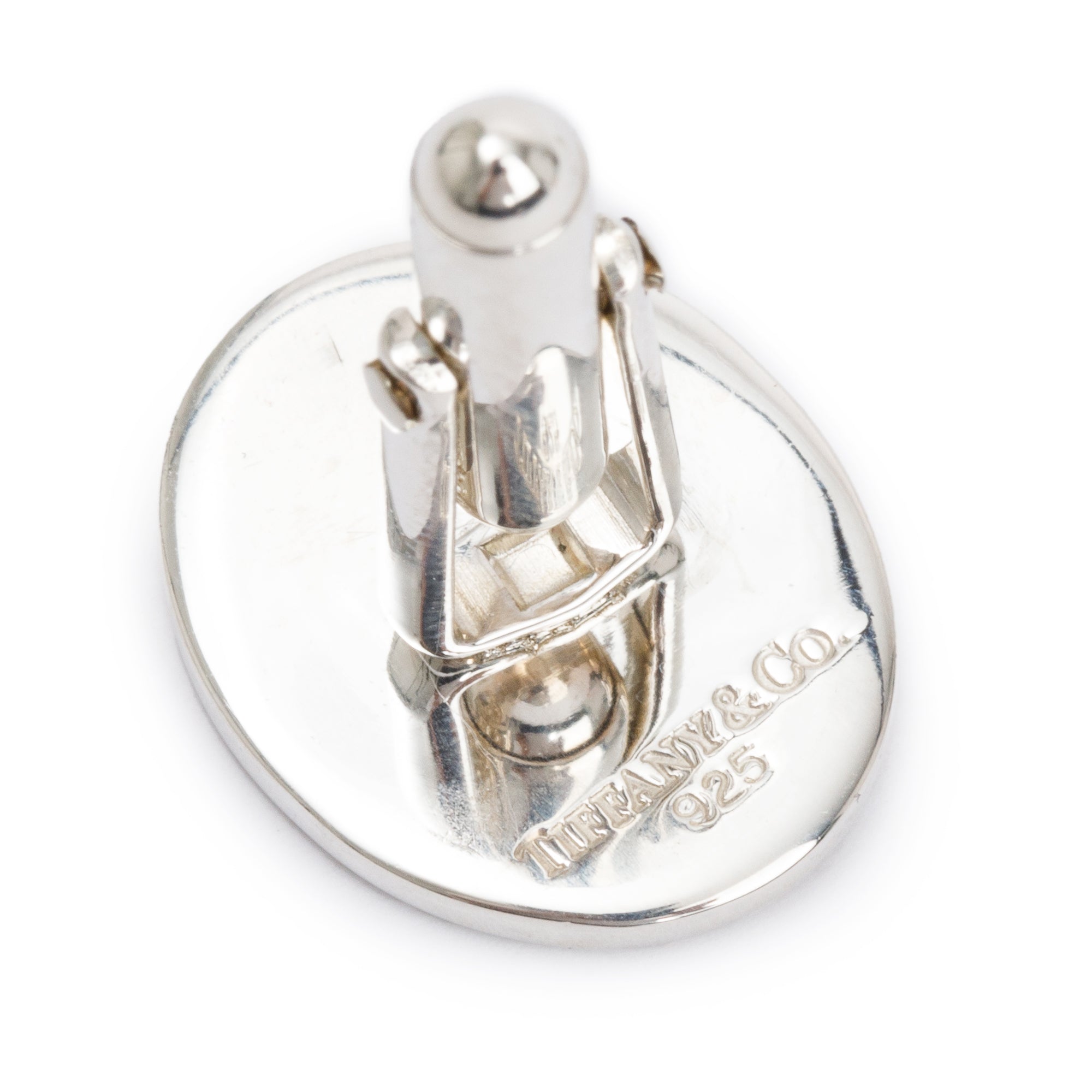 Tiffany & Co. Sterling Silver Engine-Turned 'New York Rangers' Oval Cuff Links