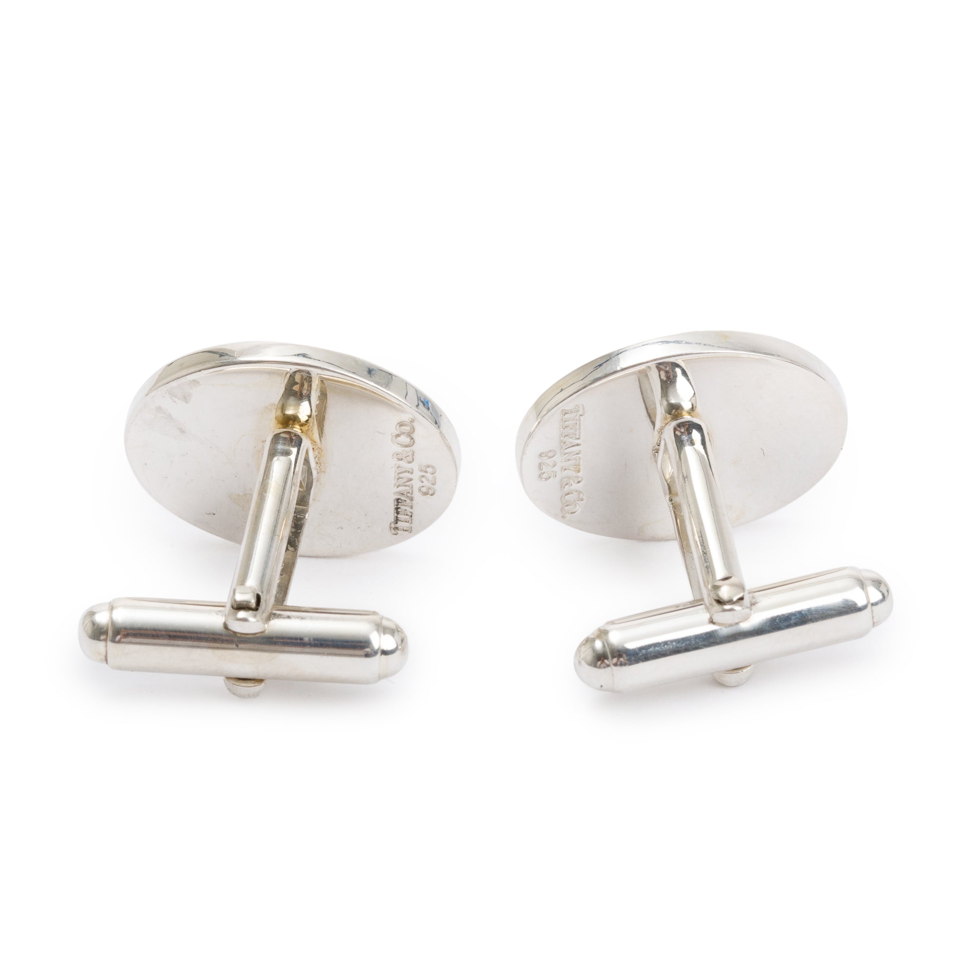 Tiffany & Co. Sterling Silver Engine-Turned Oval Cuff Links