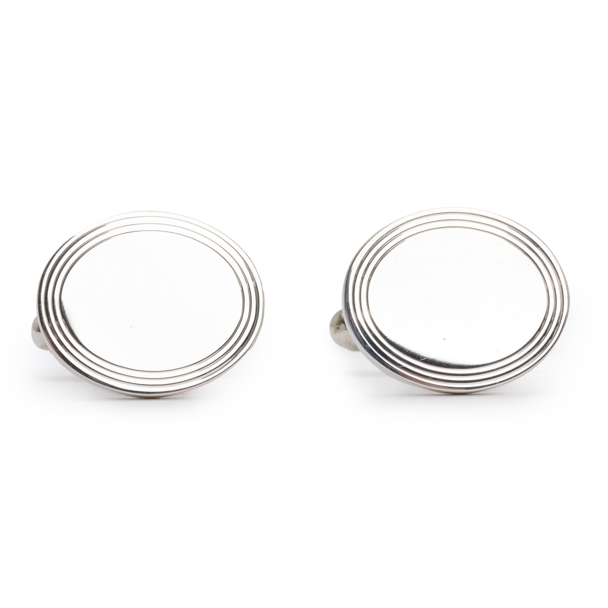 Tiffany & Co. Sterling Silver Engine-Turned Oval Cuff Links