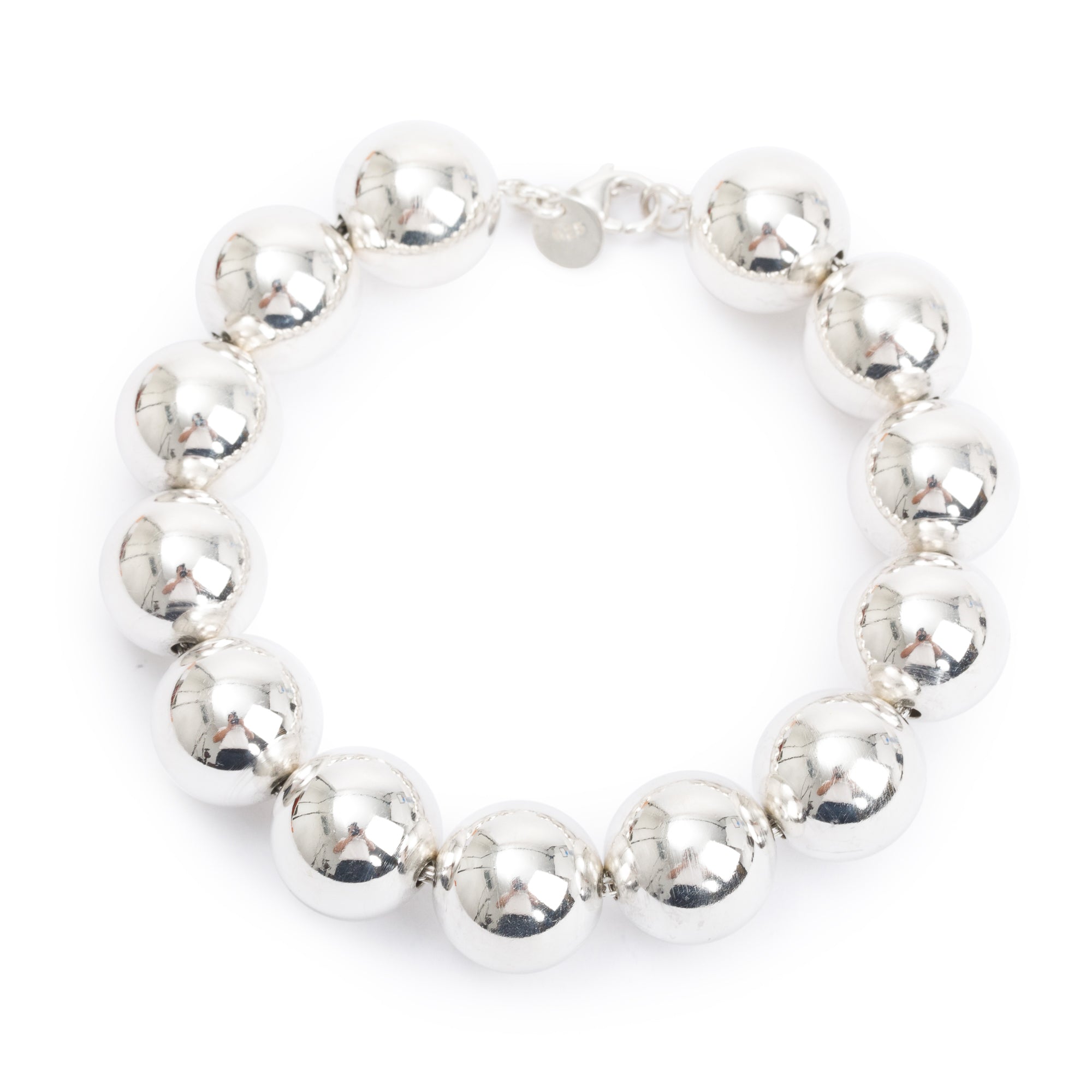 Tiffany & Co. Sterling Silver Extra Large 14 MM HardWear Ball Bracelet