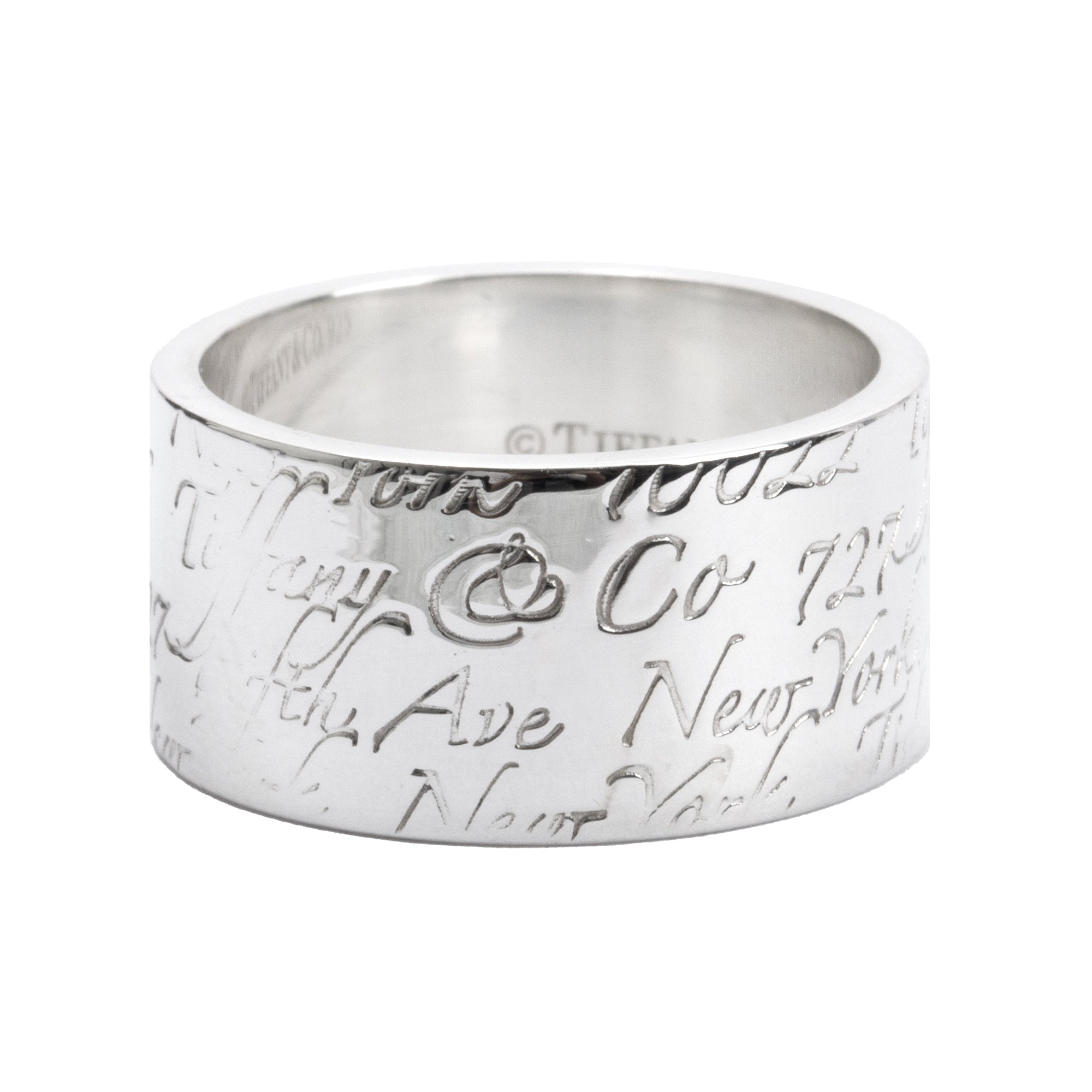 Tiffany & Co. Sterling Silver Fifth Ave 10MM Wide Notes Band Ring, Size 6.75