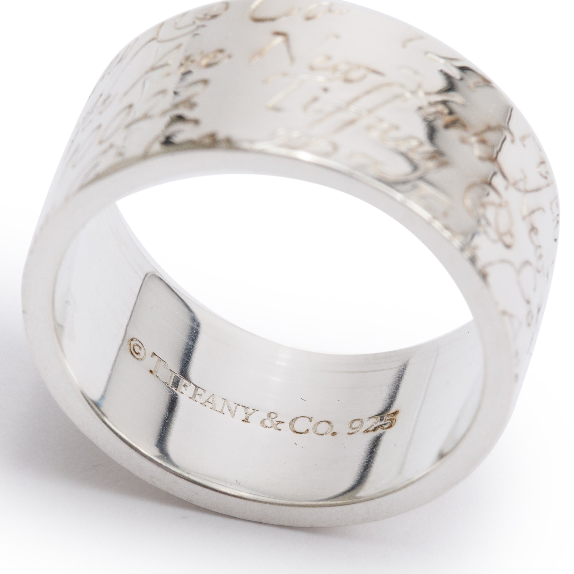 Tiffany & Co. Sterling Silver Fifth Ave 10MM Wide Notes Band Ring, Size 7.75