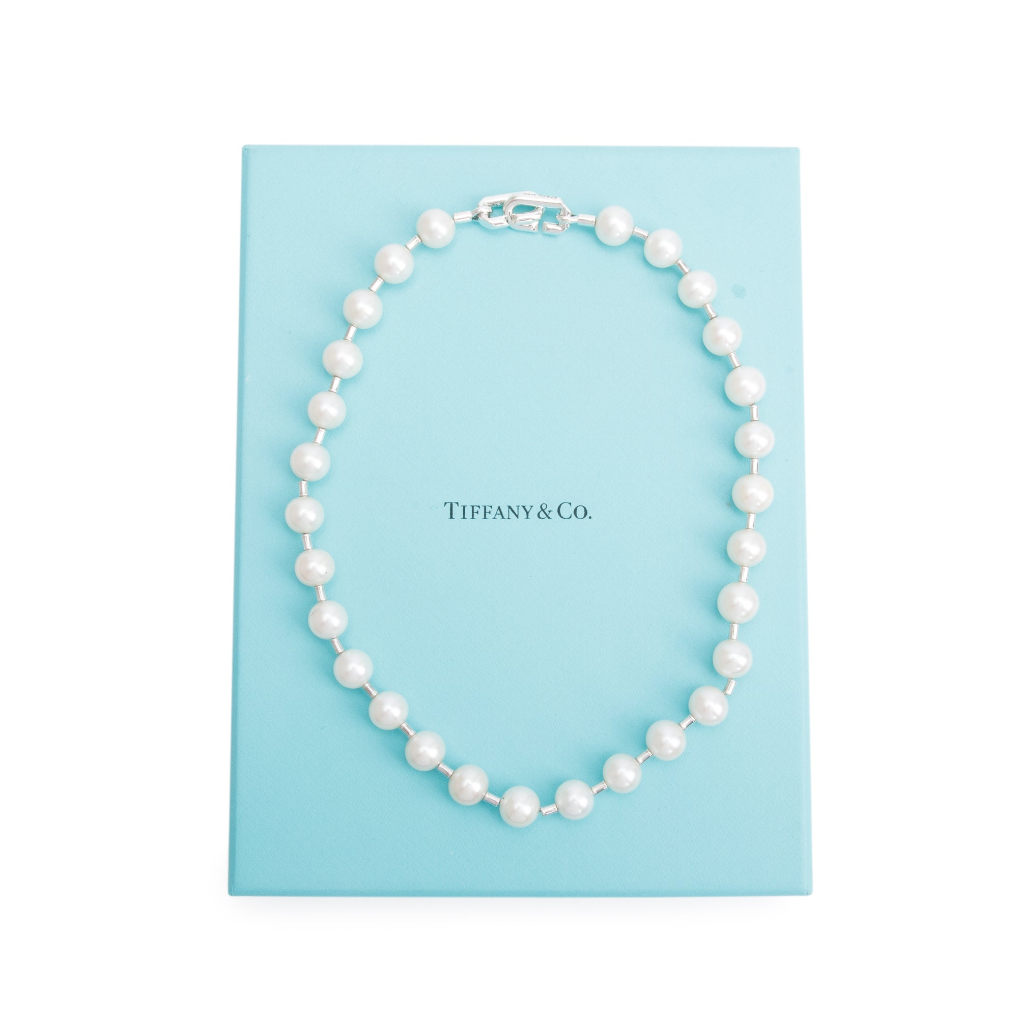 Tiffany & Co. Sterling Silver Hardwear Freshwater Pearl Necklace w/ Box