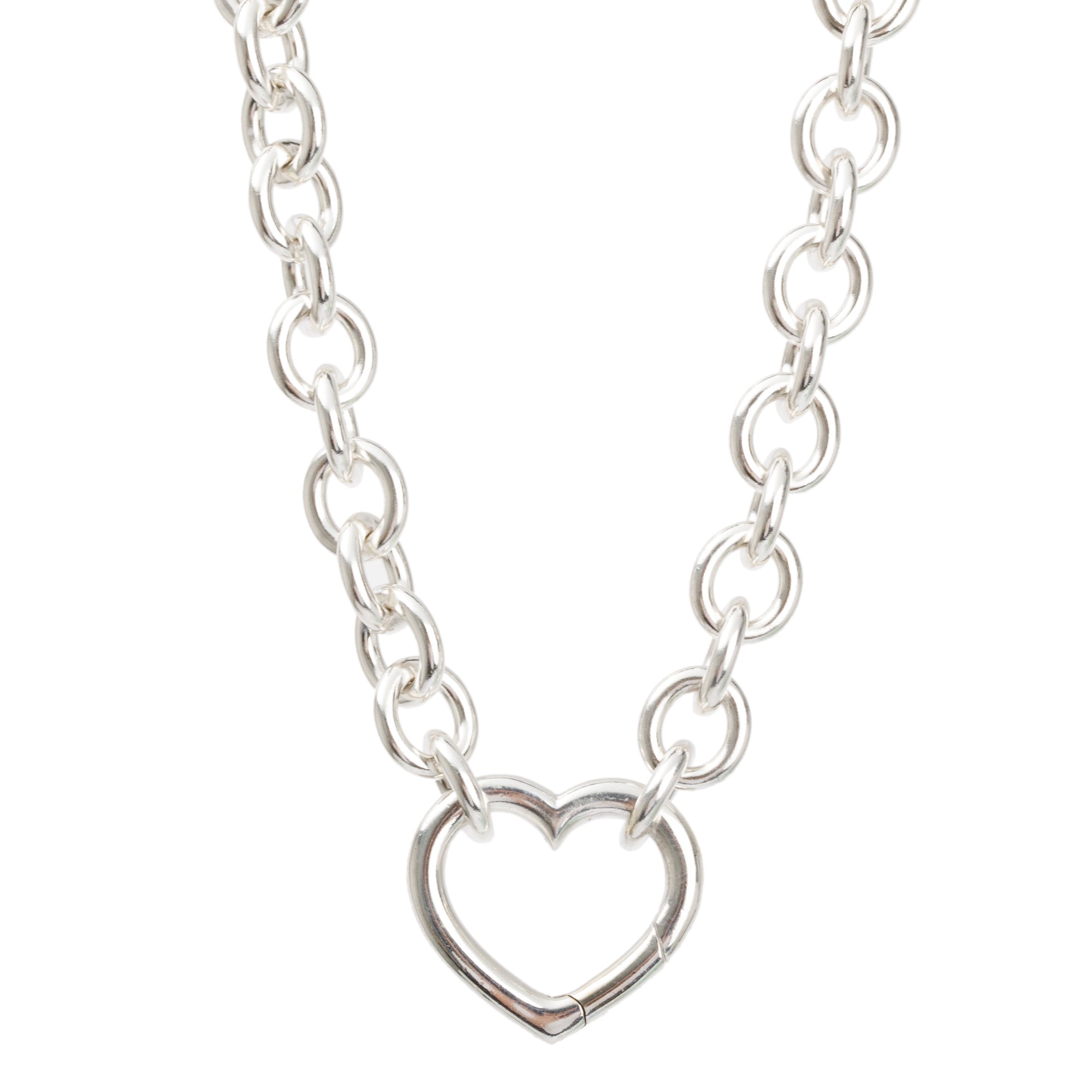 Tiffany & Co. Sterling Silver Heart Clasp Link Necklace