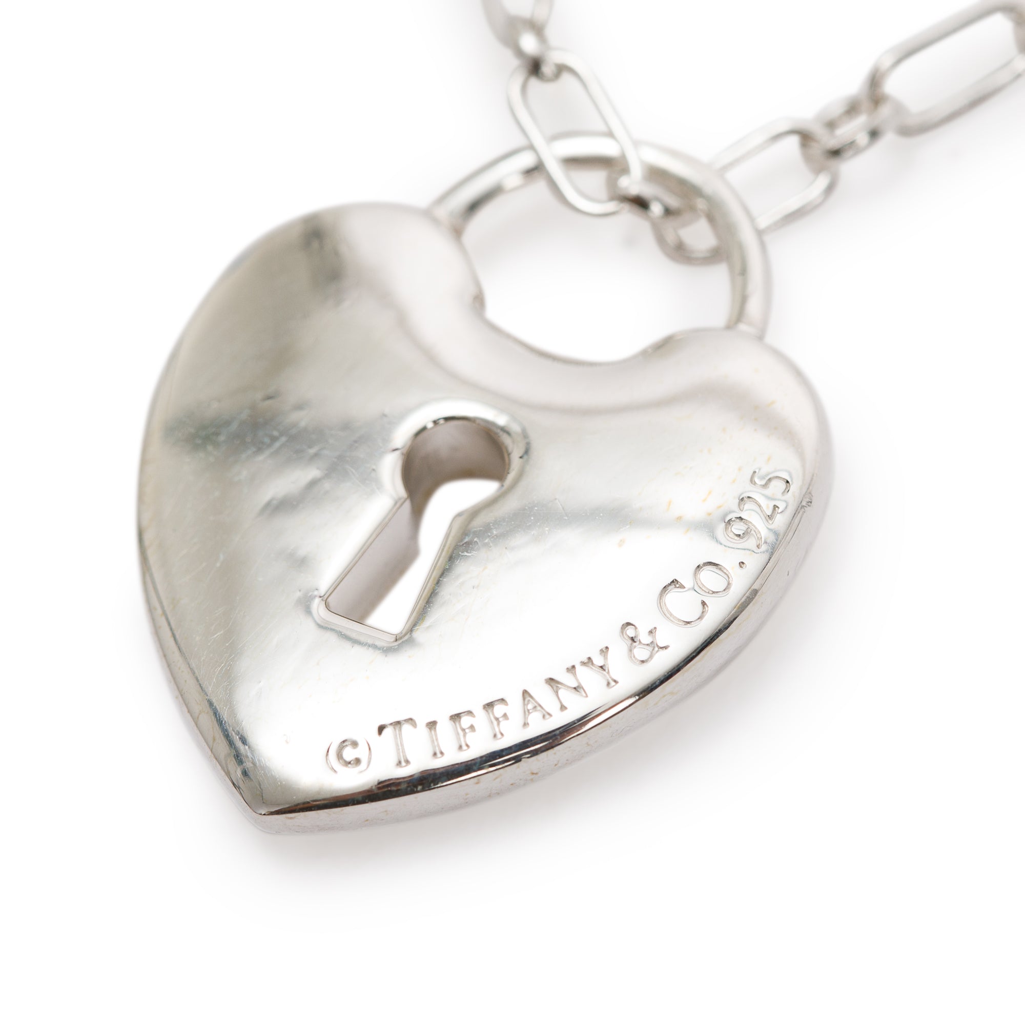 Tiffany & Co. Sterling Silver Heart Lock Pendant Necklace