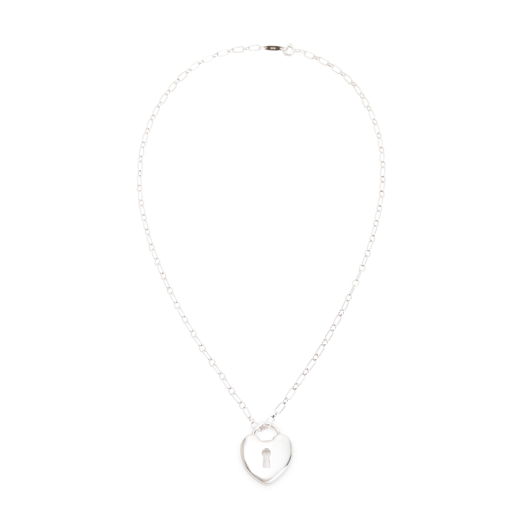 Tiffany & Co. Sterling Silver Heart Lock Pendant Necklace