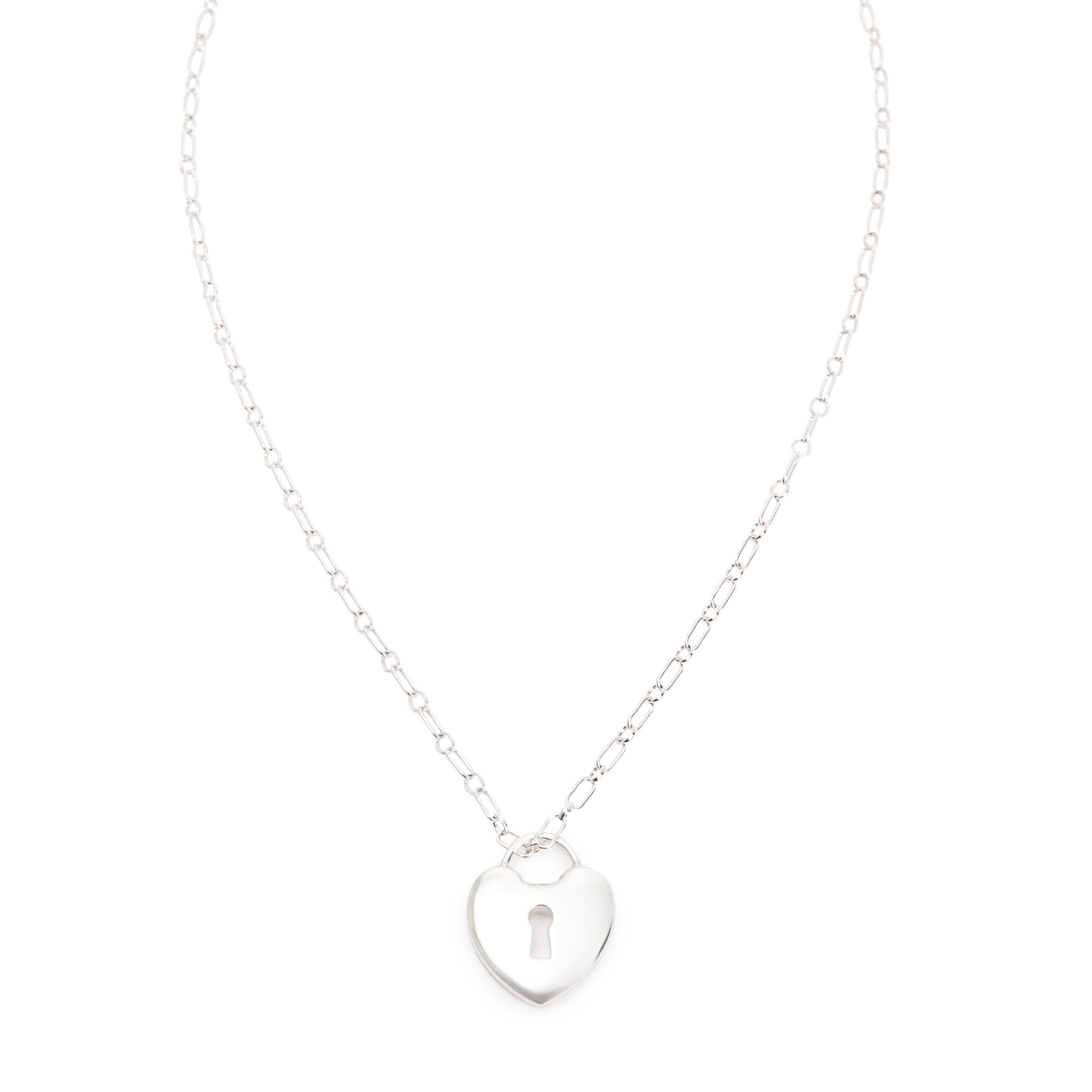 Tiffany & Co. Sterling Silver Heart Lock Pendant Necklace