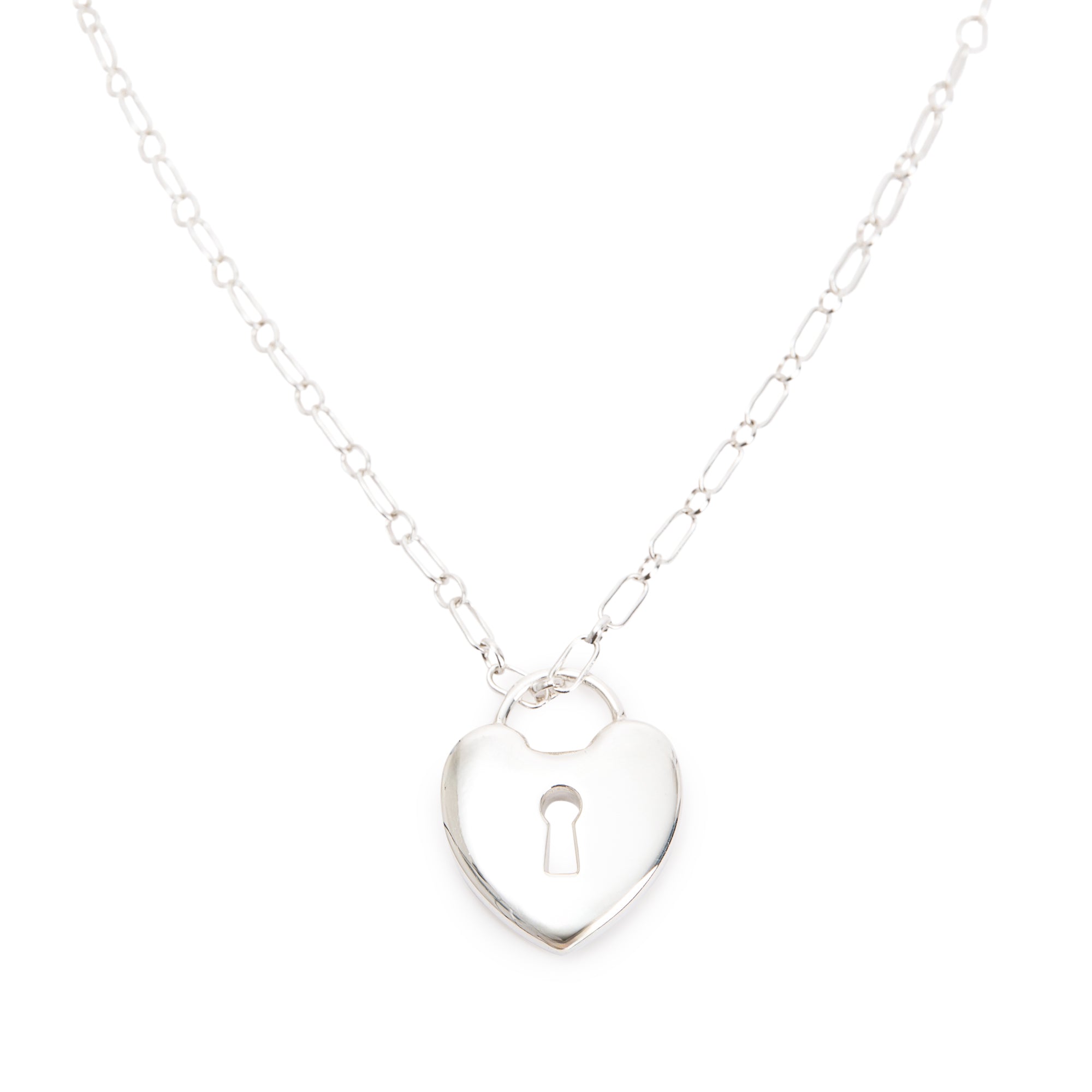 Tiffany & Co. Sterling Silver Heart Lock Pendant Necklace