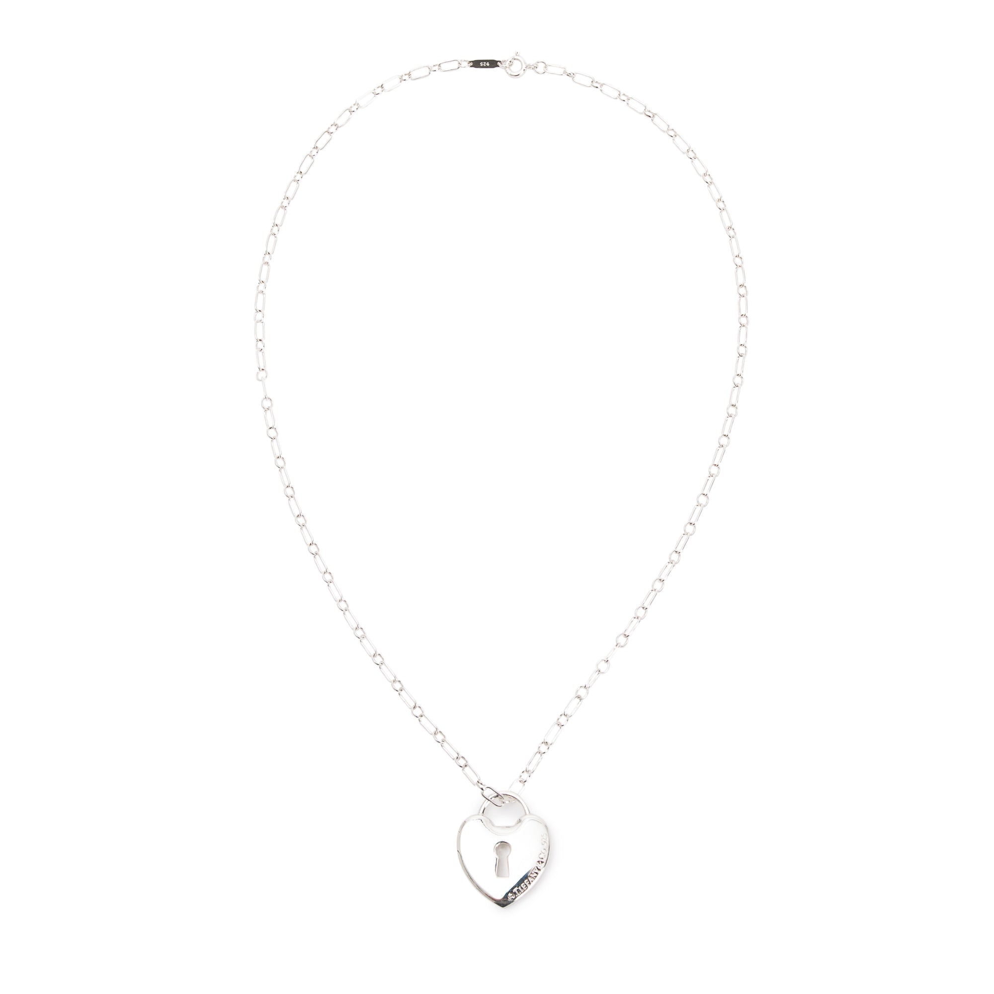 Tiffany & Co. Sterling Silver Heart Lock Pendant Necklace