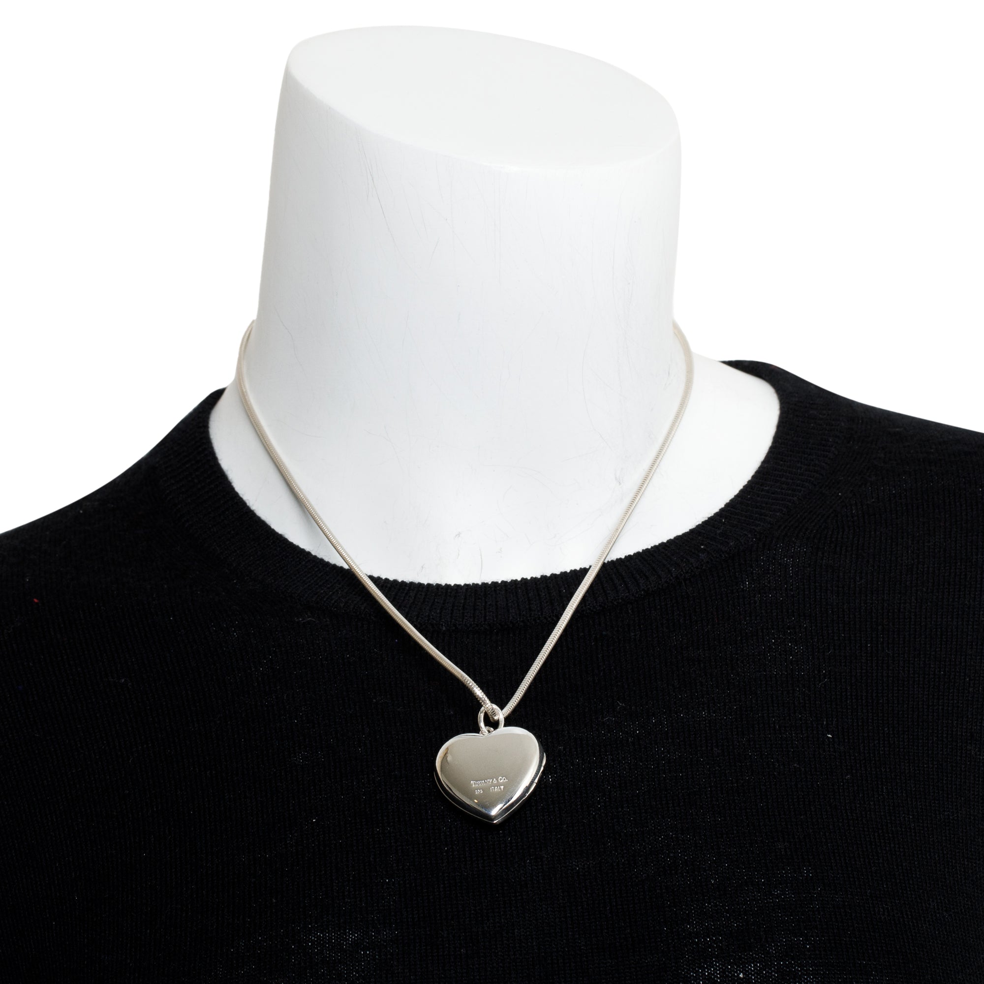 Tiffany & Co. Sterling Silver Heart Locket Pendant Necklace