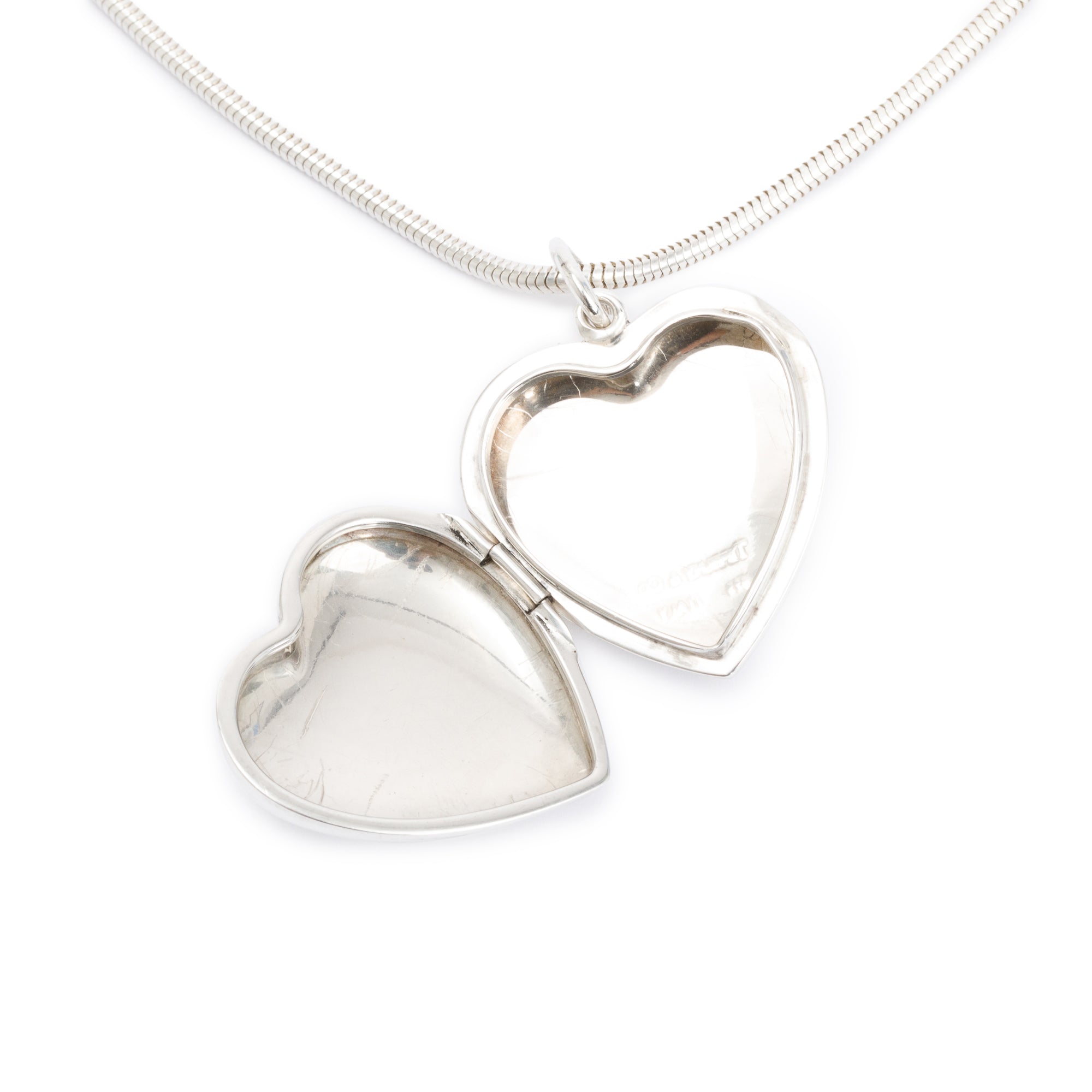 Tiffany & Co. Sterling Silver Heart Locket Pendant Necklace