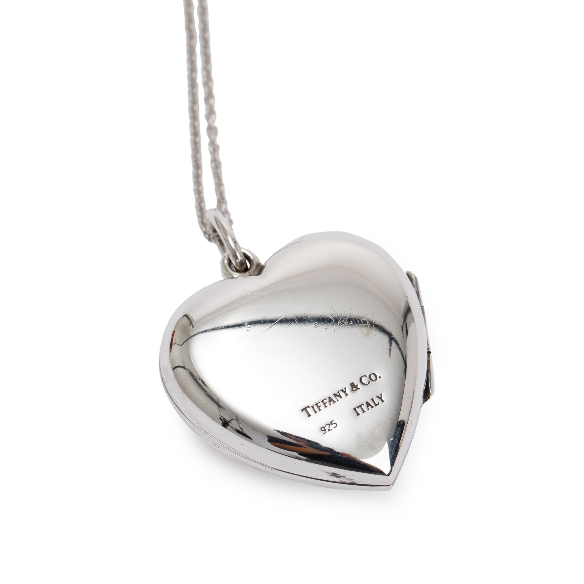Tiffany & Co. Sterling Silver Heart Locket Pendant Necklace