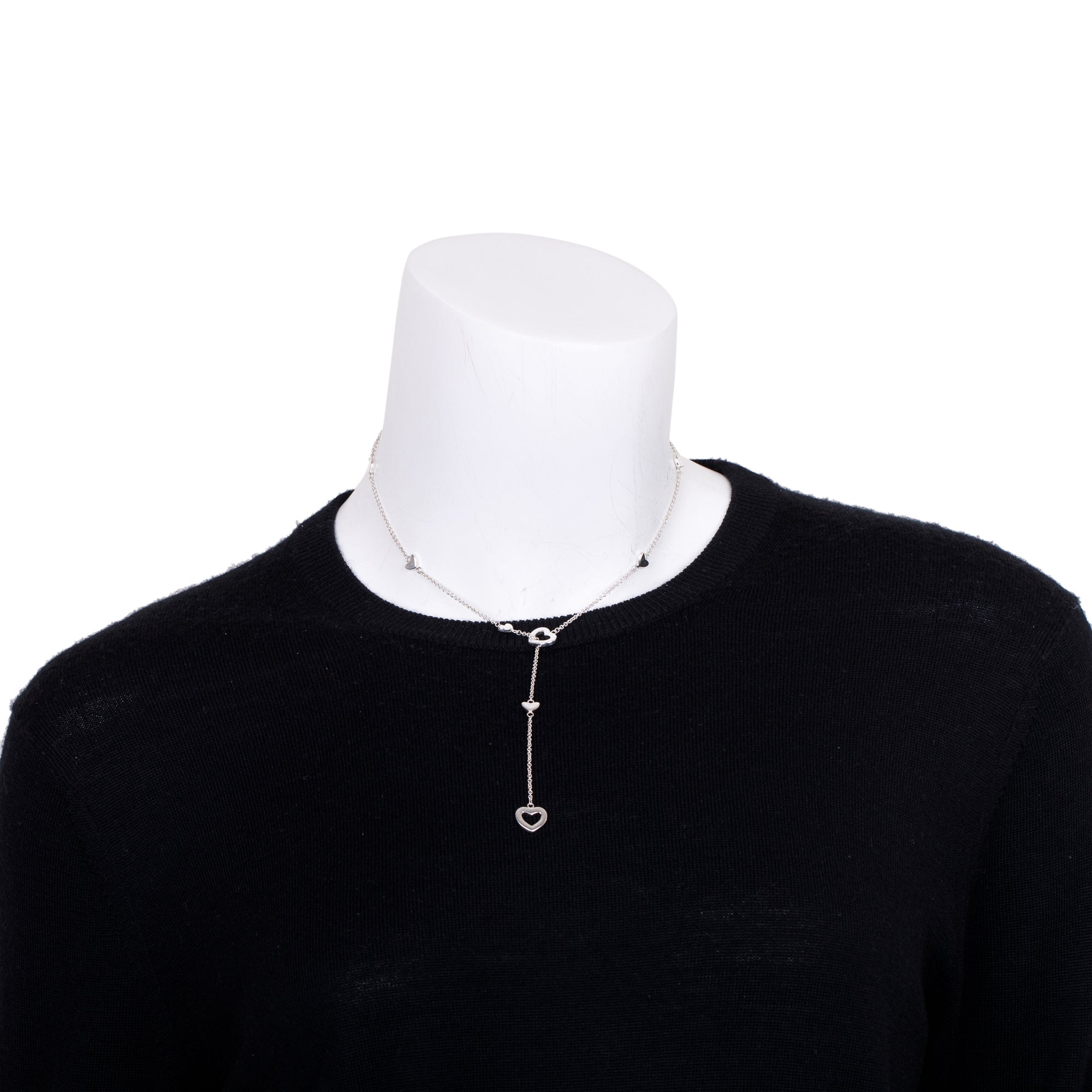 Tiffany & Co. Sterling Silver Heart Station Lariat Necklace