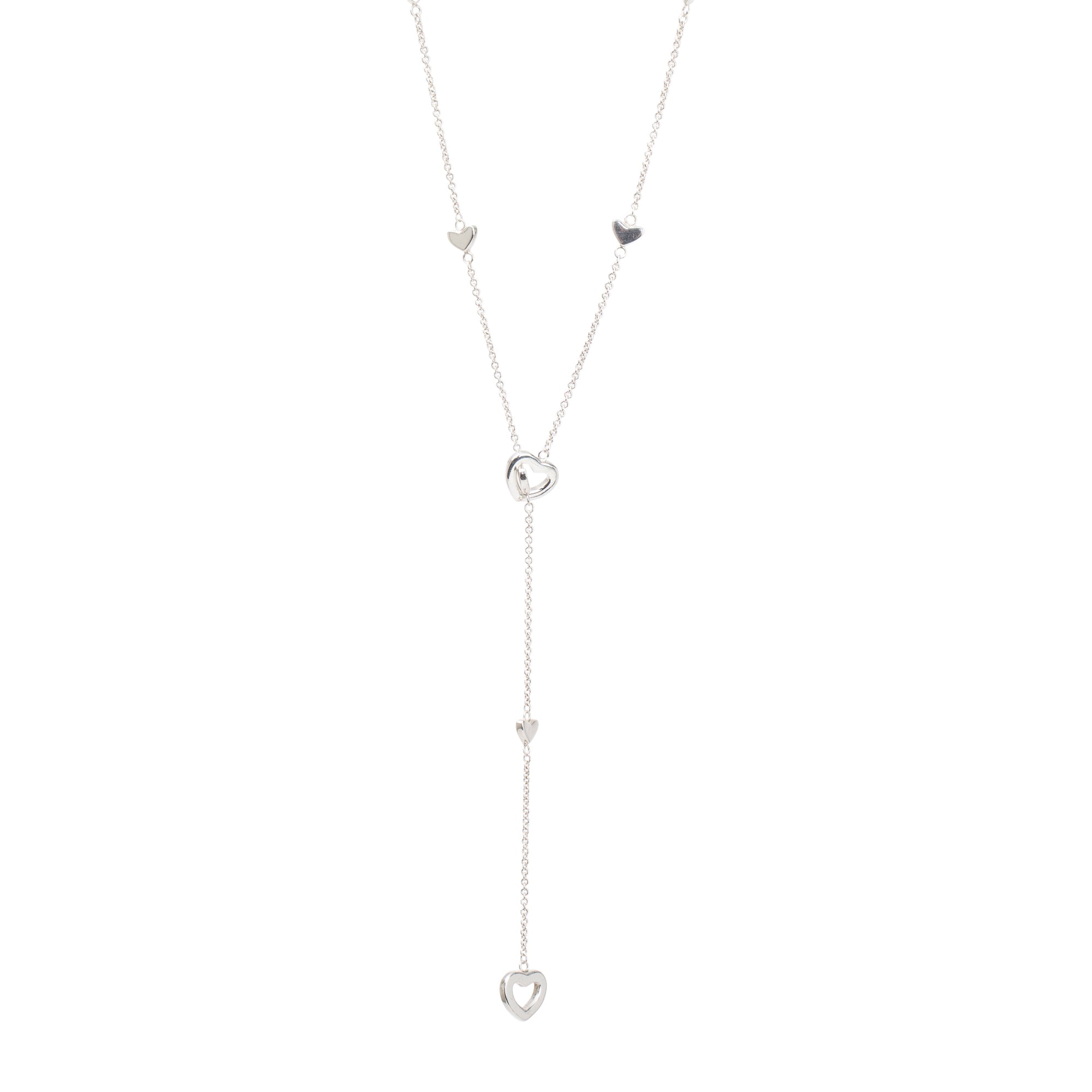 Tiffany & Co. Sterling Silver Heart Station Lariat Necklace