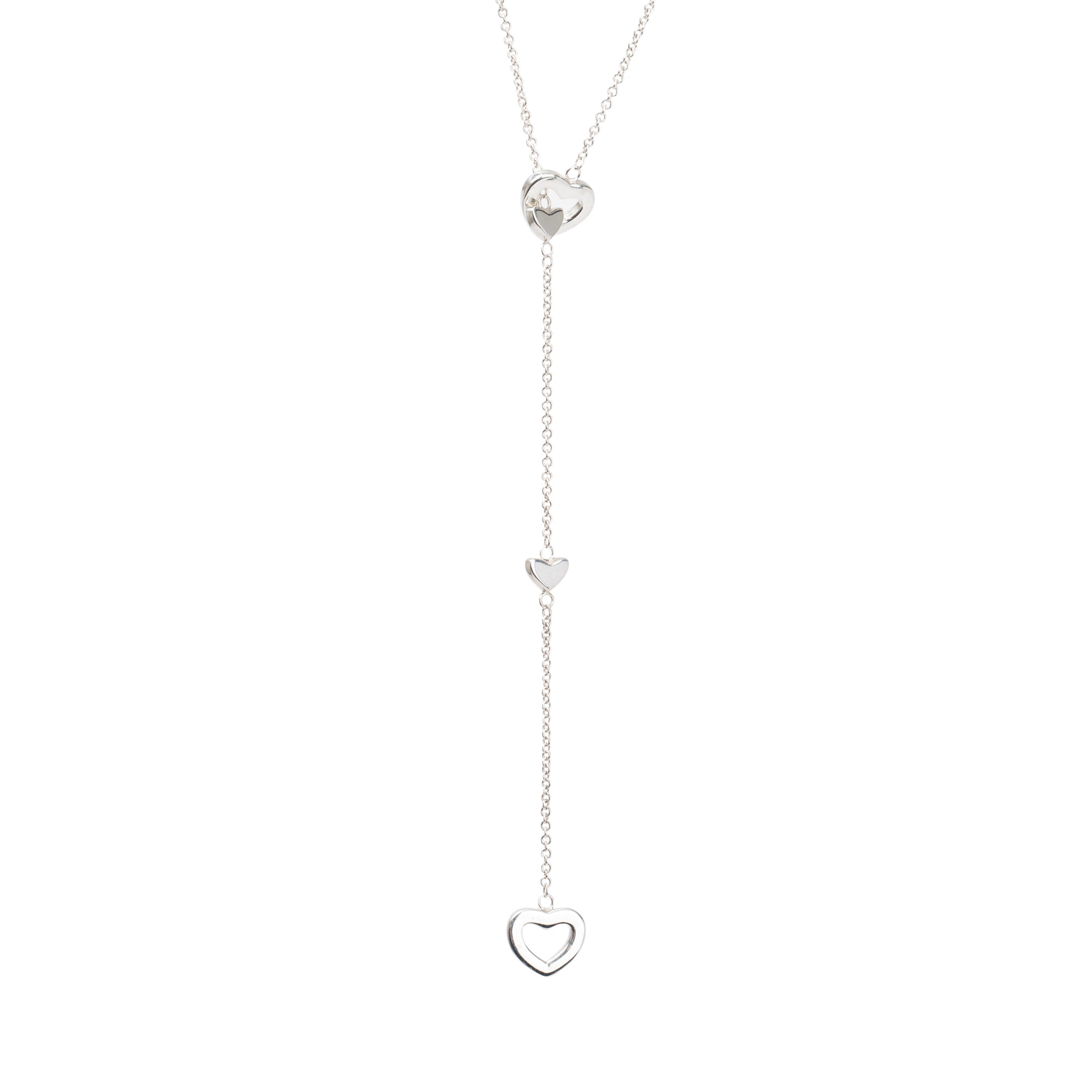 Tiffany & Co. Sterling Silver Heart Station Lariat Necklace