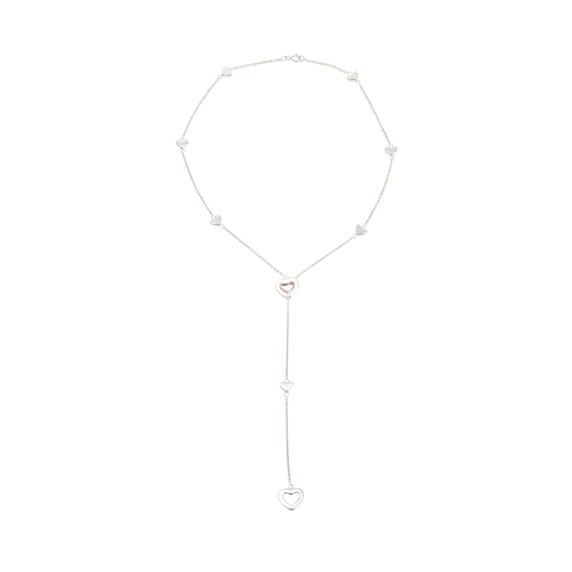 Tiffany & Co. Sterling Silver Heart Station Lariat Necklace