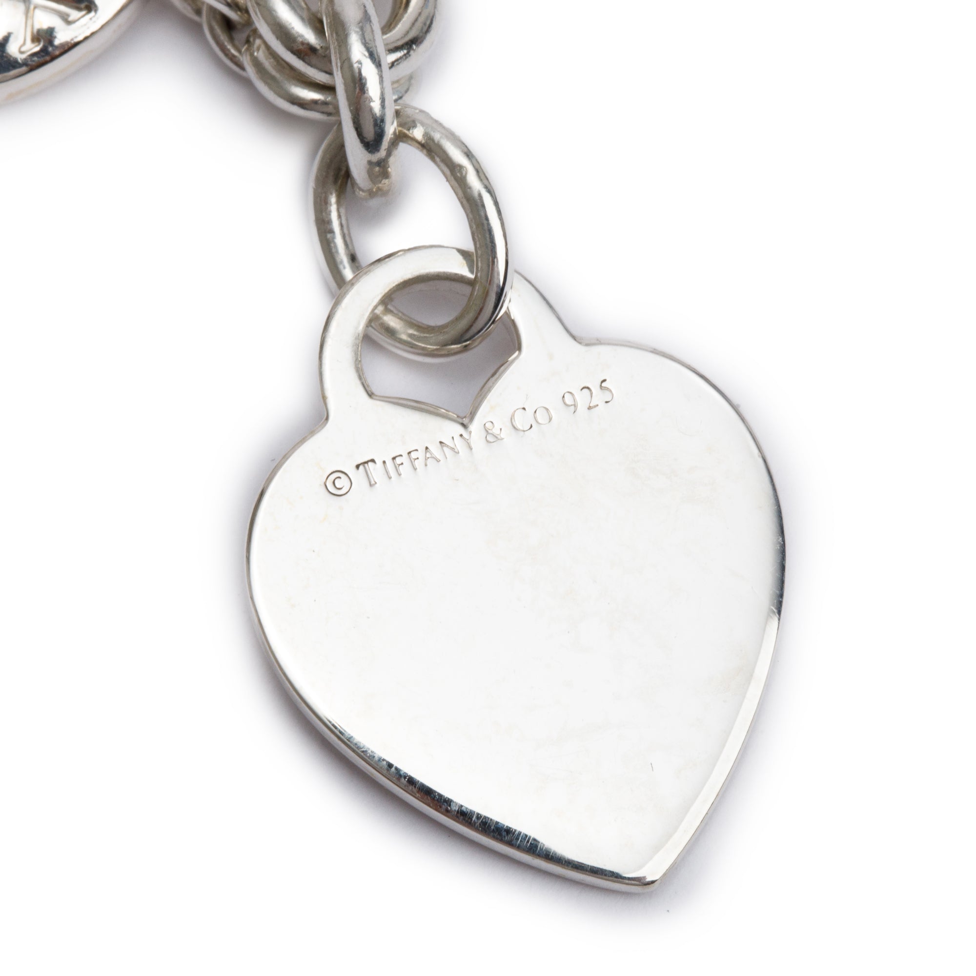 Tiffany & Co. Sterling Silver Heart Tag Charm Bracelet with Toggle Clasp