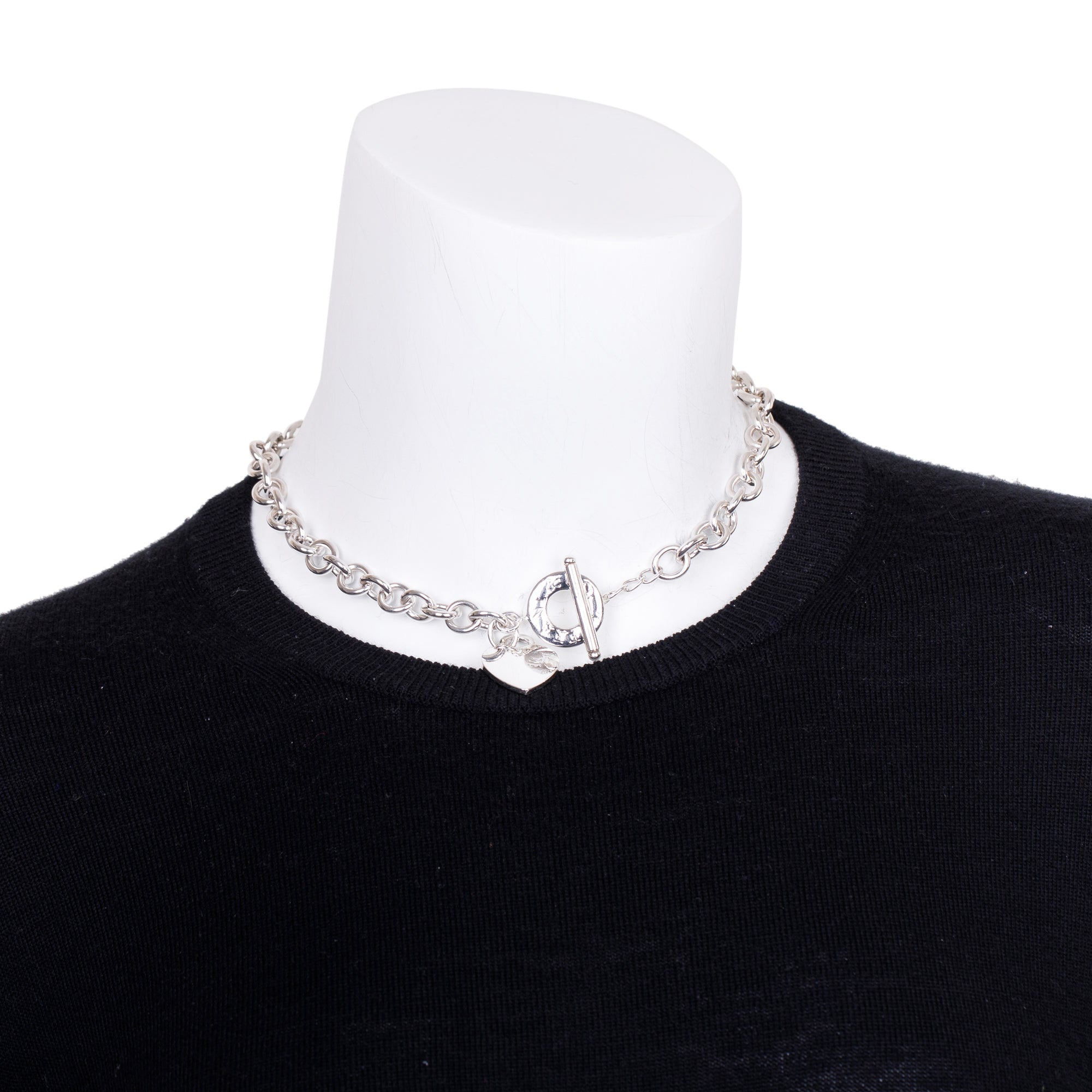 Tiffany & Co. Sterling Silver Heart Tag Necklace with Toggle Clasp
