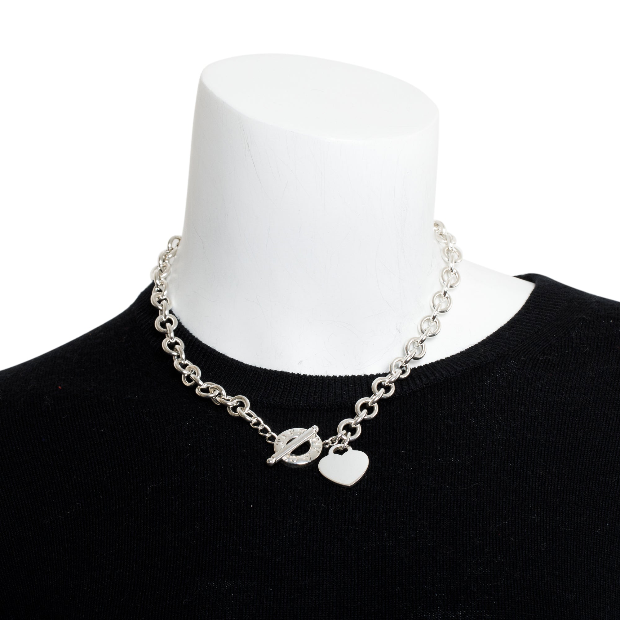 Tiffany & Co. Sterling Silver Heart Tag Necklace with Toggle Clasp