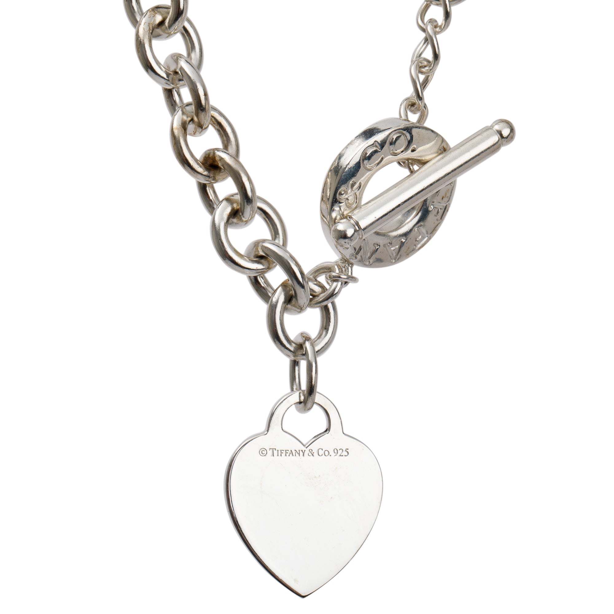 Tiffany & Co. Sterling Silver Heart Tag Necklace with Toggle Clasp