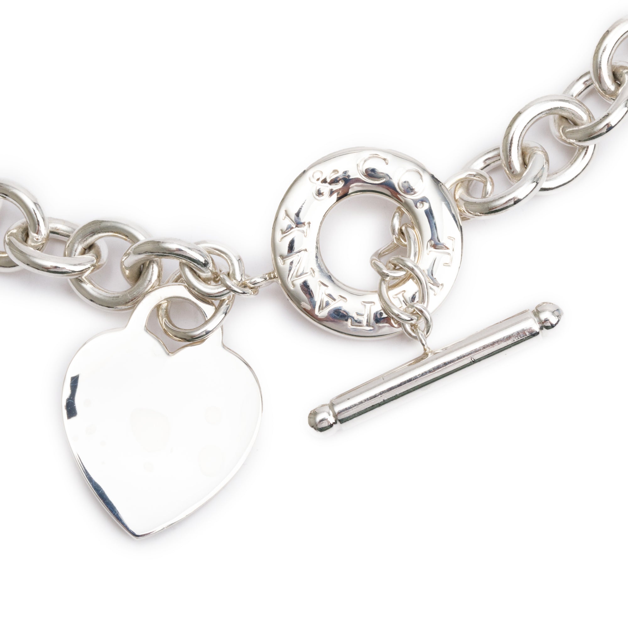 Tiffany & Co. Sterling Silver Heart Tag Necklace with Toggle Clasp