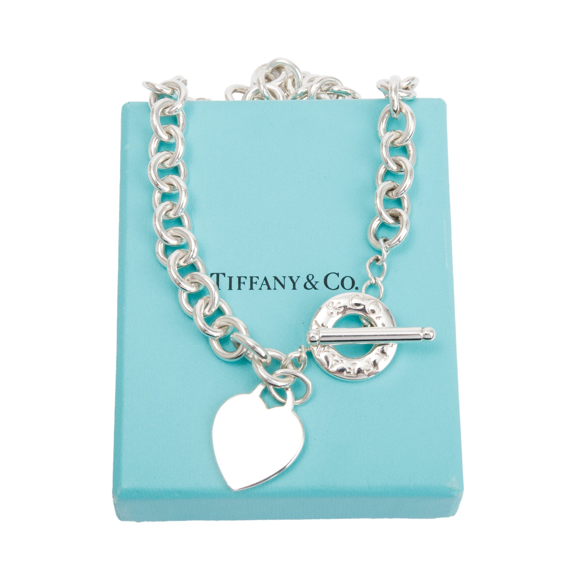 Tiffany & Co. Sterling Silver Heart Tag Necklace with Toggle Clasp