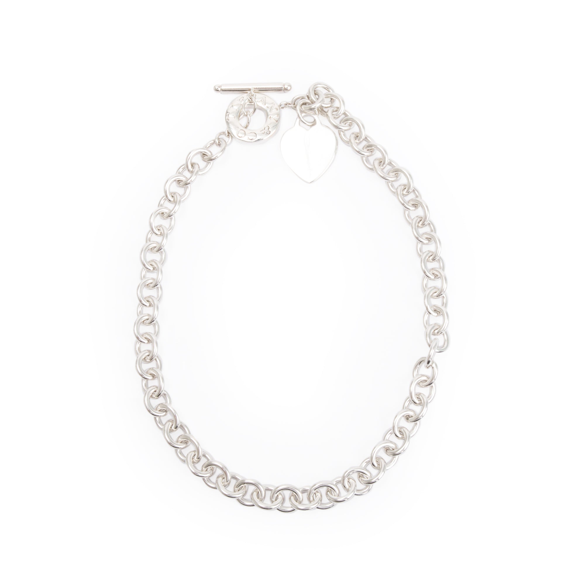 Tiffany & Co. Sterling Silver Heart Tag Necklace with Toggle Clasp
