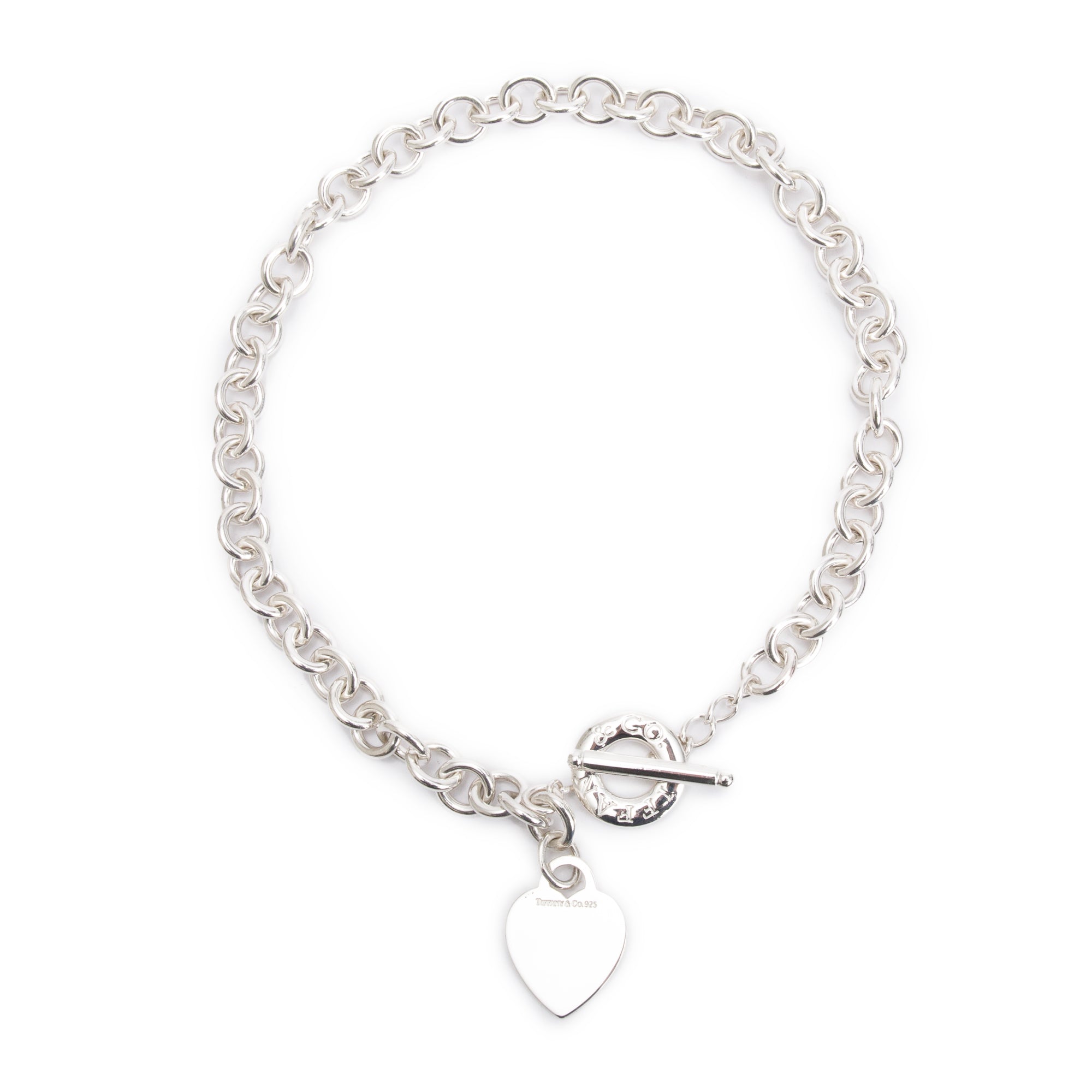 Tiffany & Co. Sterling Silver Heart Tag Necklace with Toggle Clasp