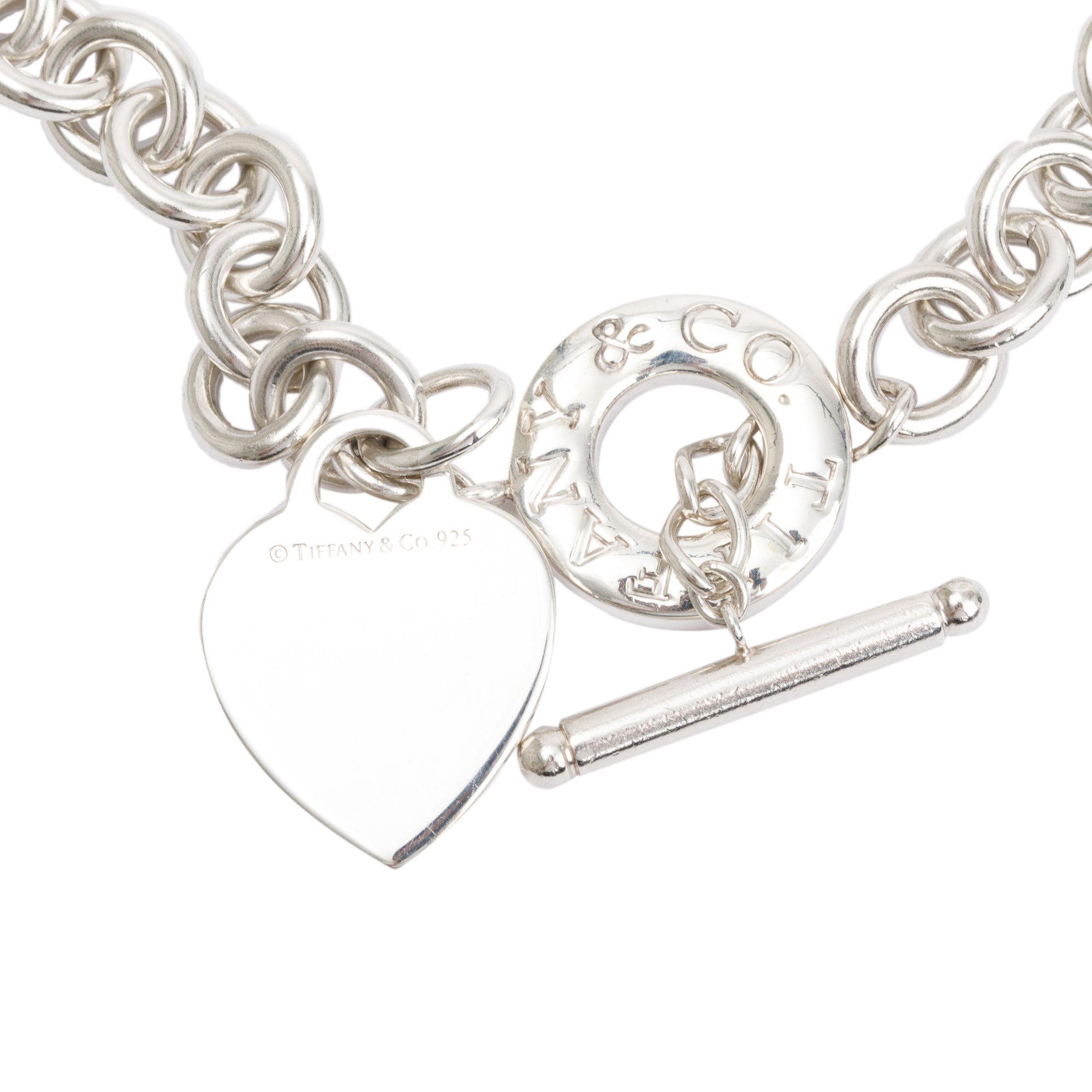 Tiffany & Co. Sterling Silver Heart Tag Necklace with Toggle Clasp