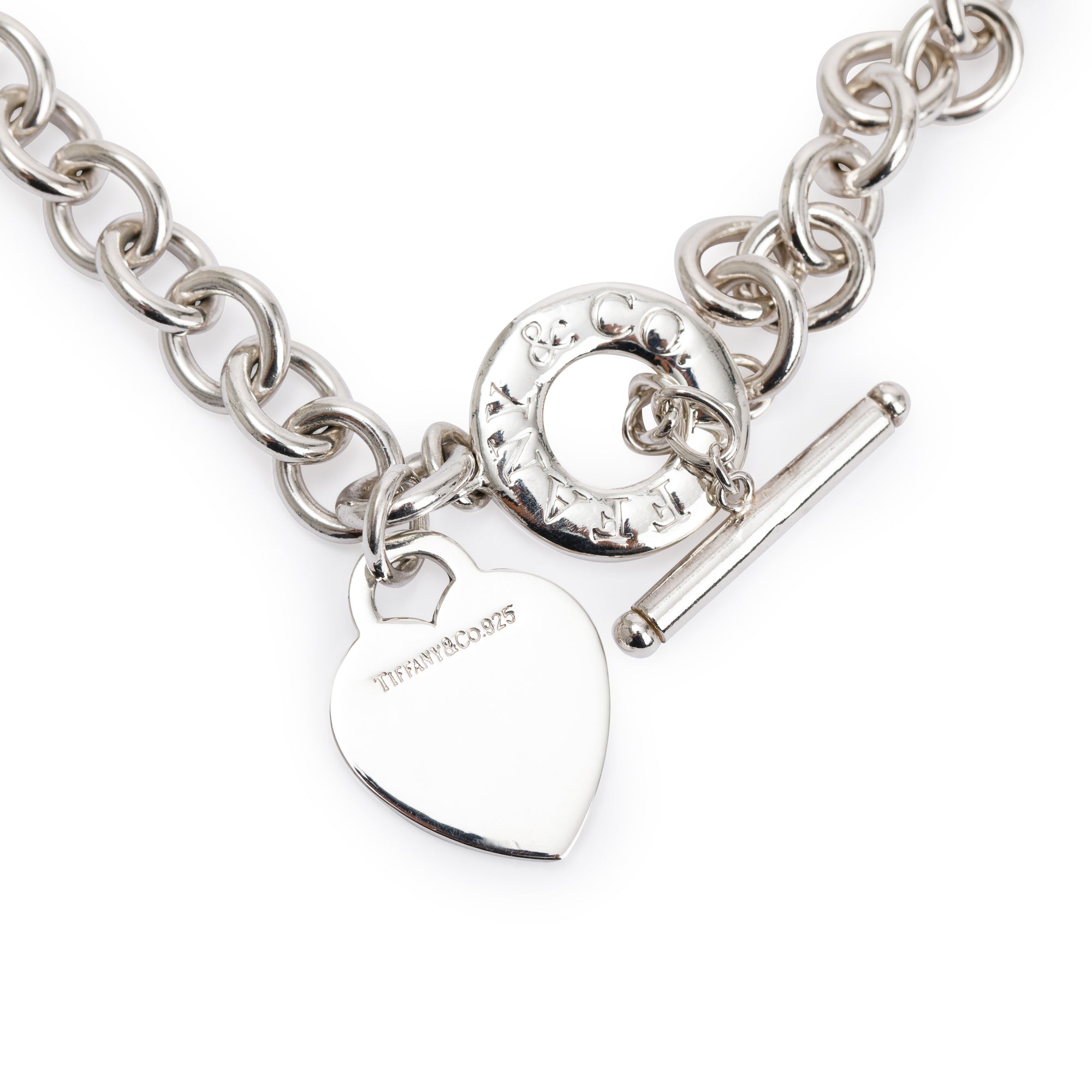 Tiffany & Co. Sterling Silver Heart Tag Necklace with Toggle Clasp